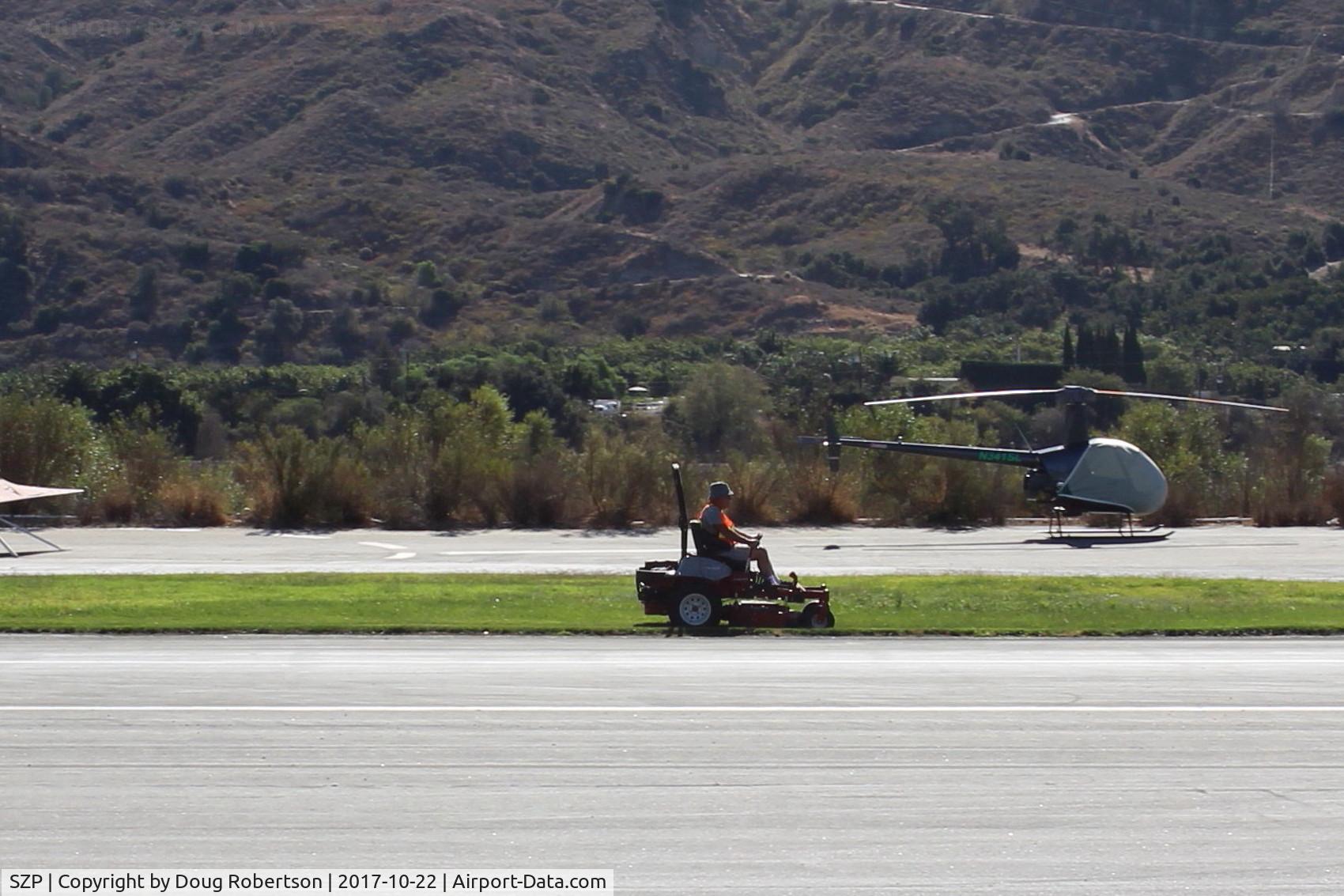 Santa Paula Airport (SZP) - Pete mowing the grass-will complete mowing length/width of 22L/04R grass runway strip