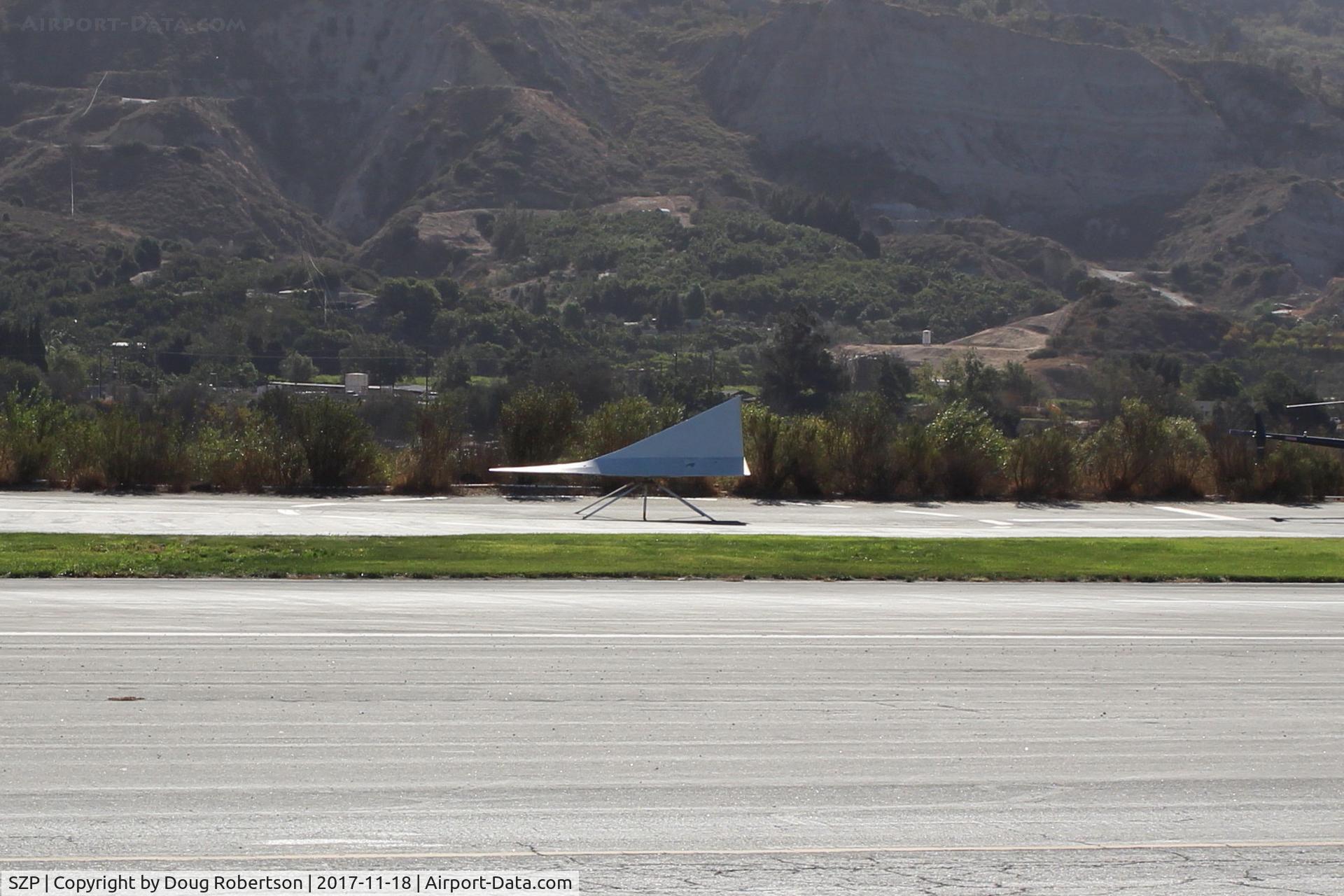 Santa Paula Airport (SZP) - SZP Wind Tee showing stiff Santa Ana winds today. Rwy 04 in use.