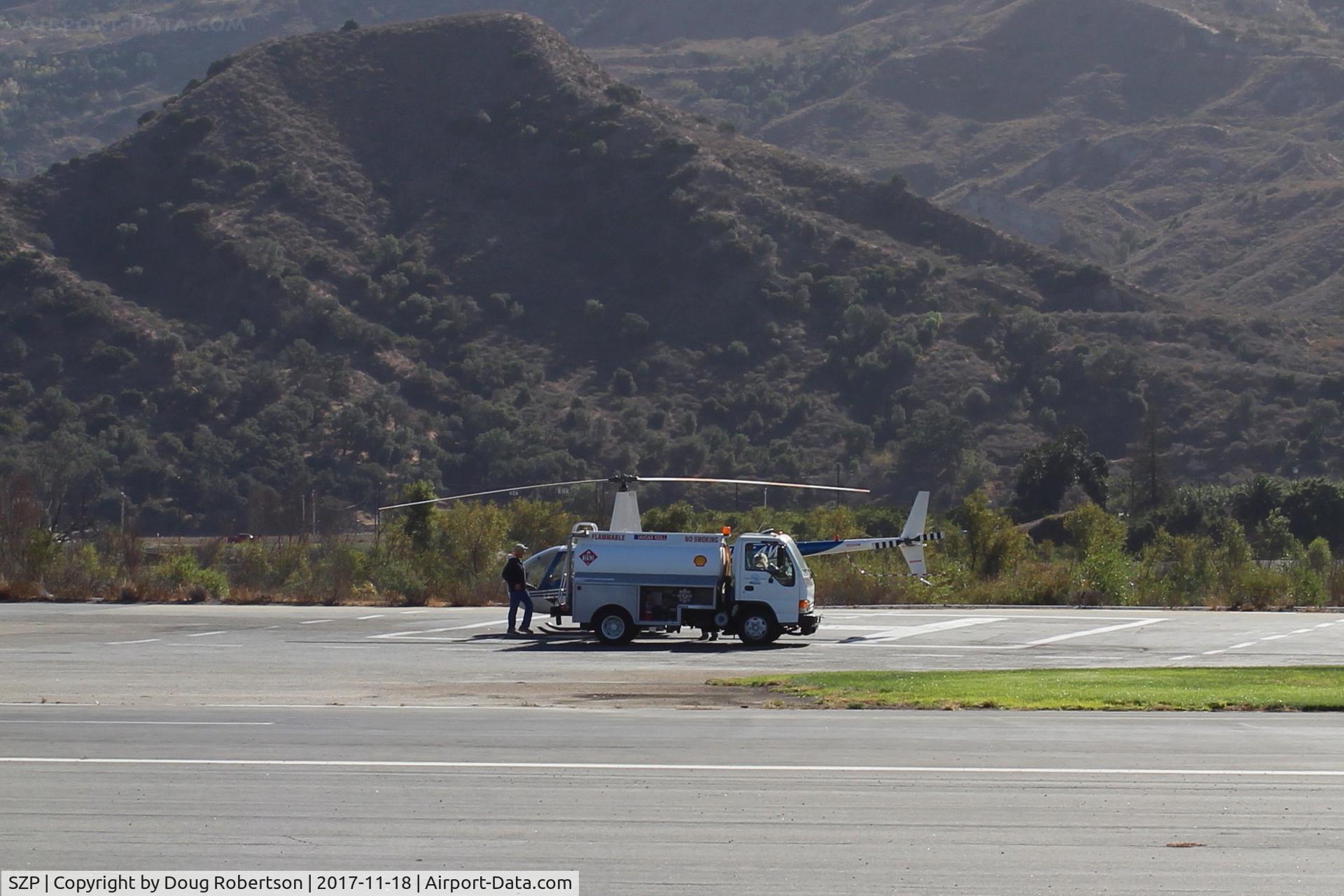 Santa Paula Airport (SZP) - Refueling Helicopter N454WT at SZP Helipad. Phone number to call is at the helipad.