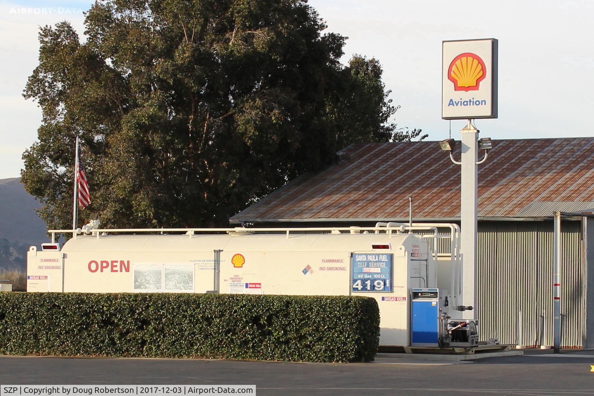 Santa Paula Airport (SZP) - SZP Self-serve SHELL 100LL Fuel Dock, note price increase. Location: midfield North.