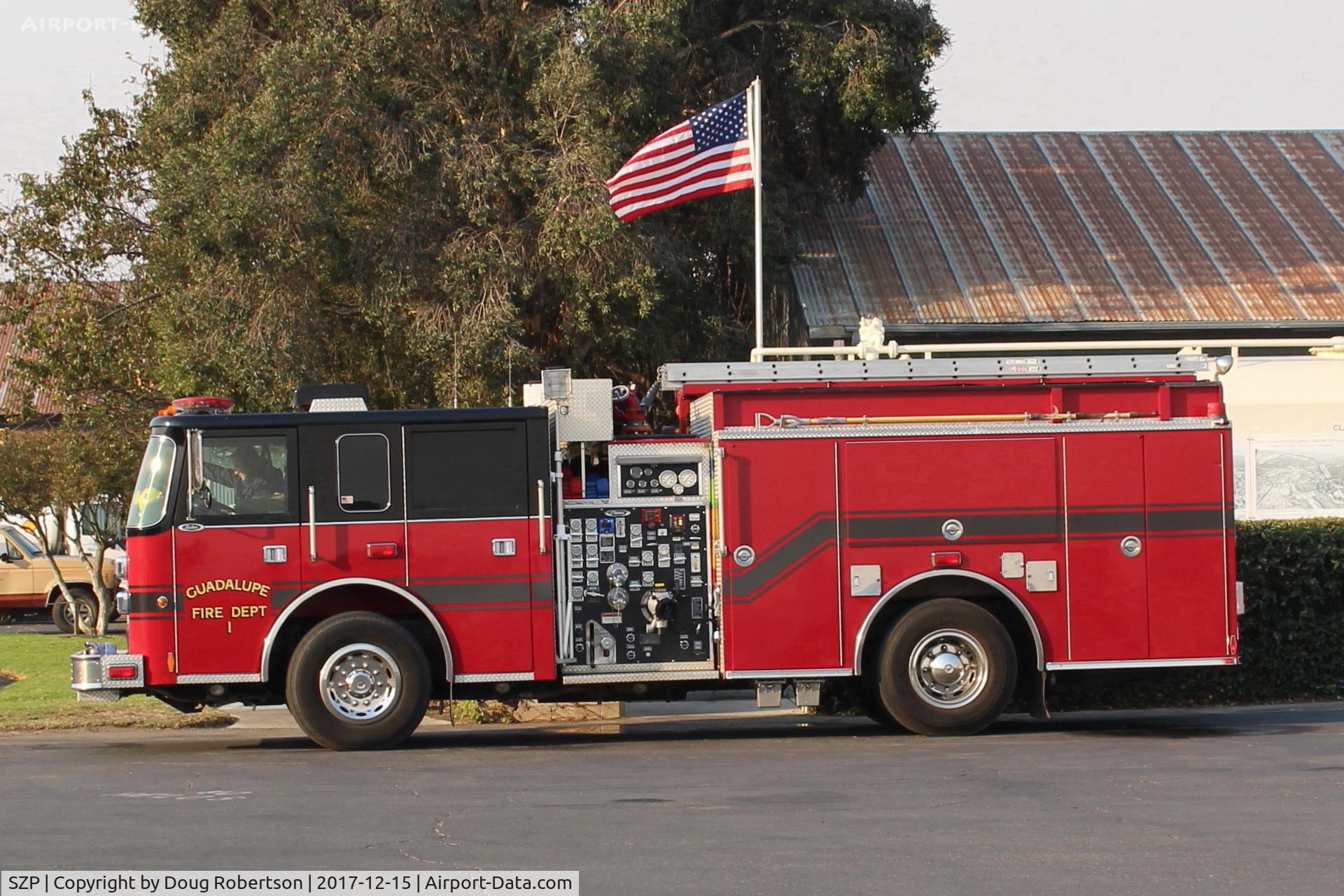 Santa Paula Airport (SZP) - This Fire Truck from Guadalupe, CA is manned centrally for response to any airport emergency with firebombers taking off and landing during the nearby Thomas fire.