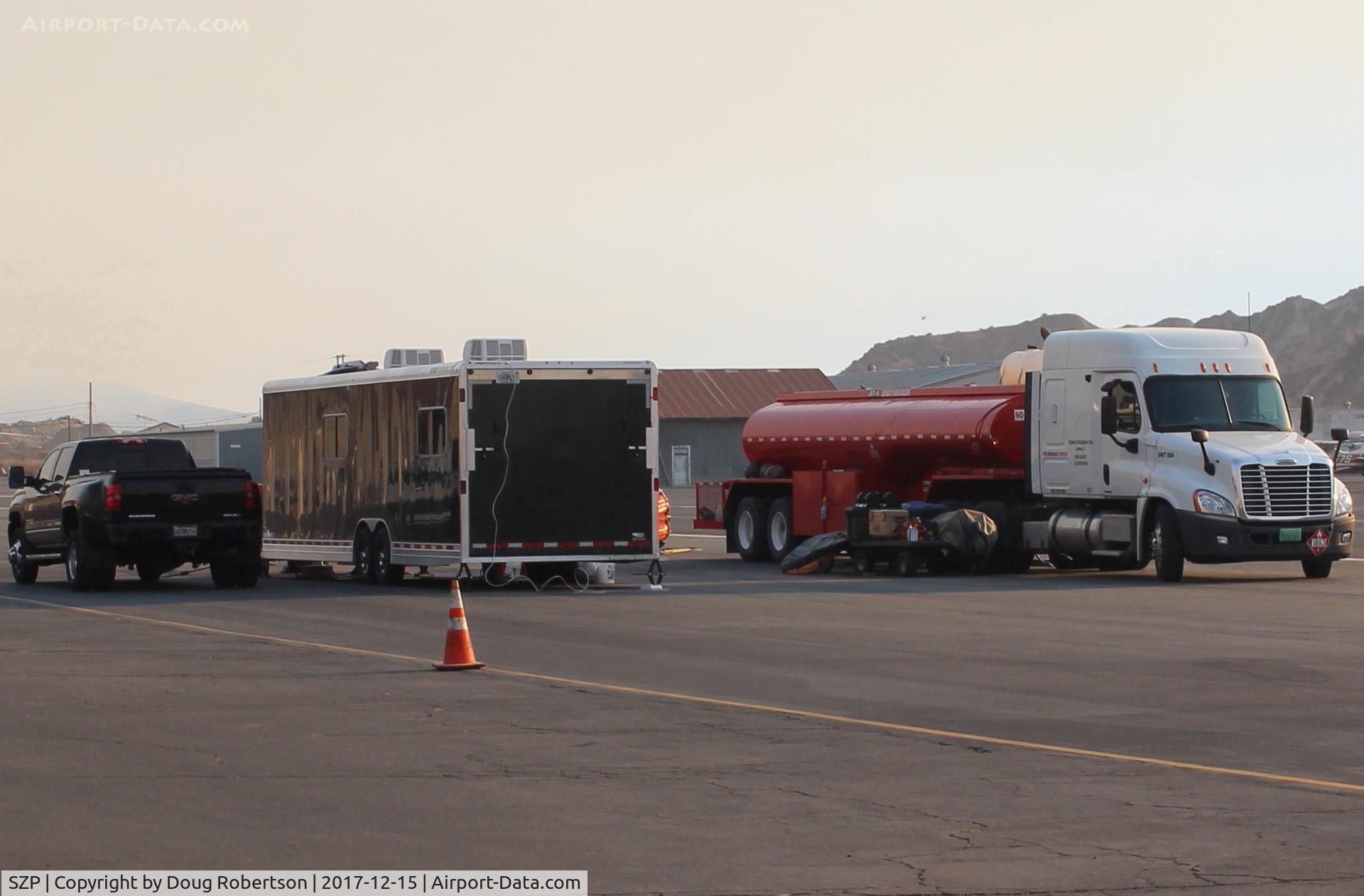 Santa Paula Airport (SZP) - More support equipment for the Thomas Fire-aircraft fuels are both 100LL and Jet-A from mobile tankers. 
