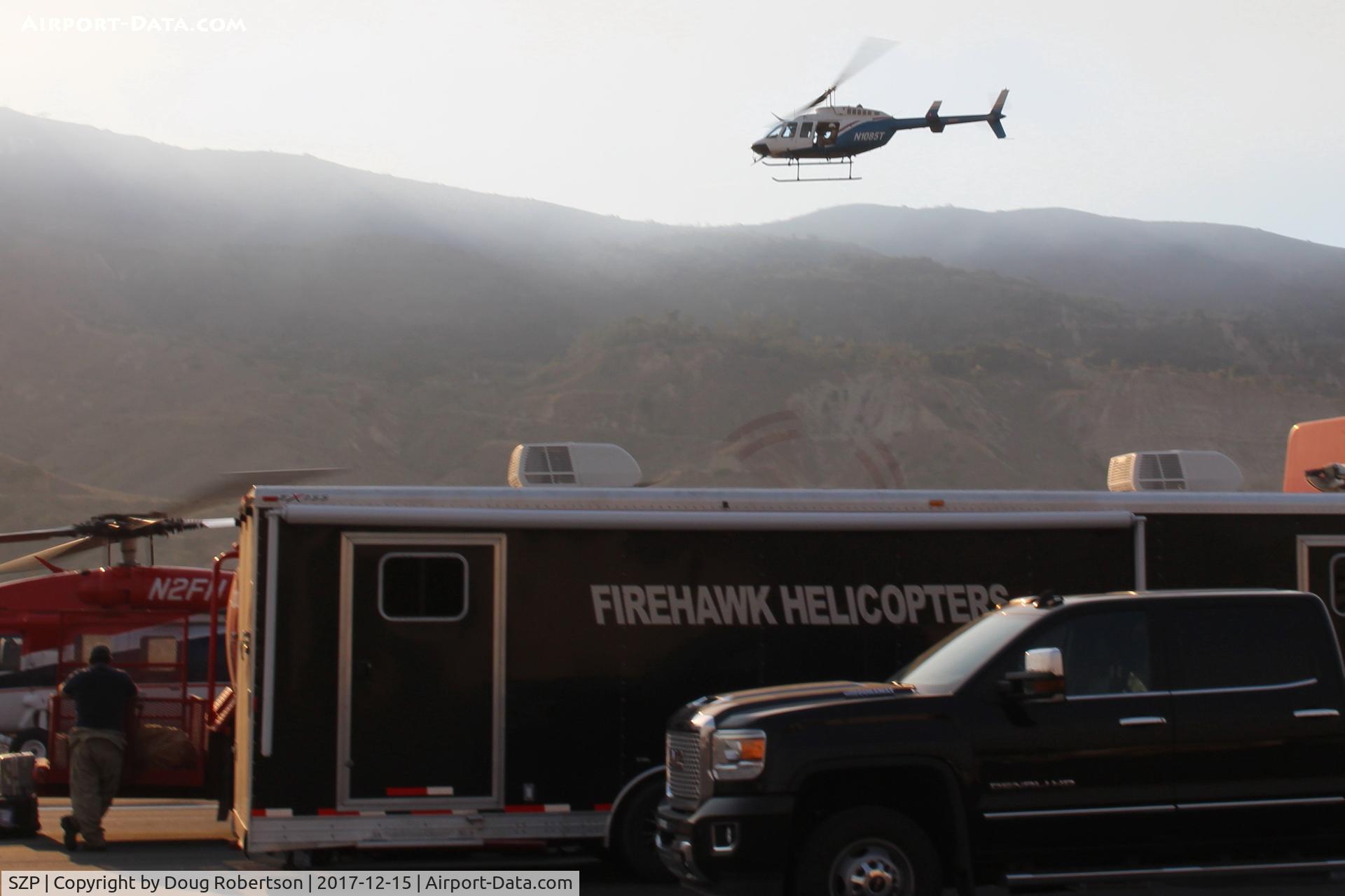Santa Paula Airport (SZP) - 1980 Bell 206L-1 LongRanger II FireBomber of Aspen Helicopters with various ground Support Equipment