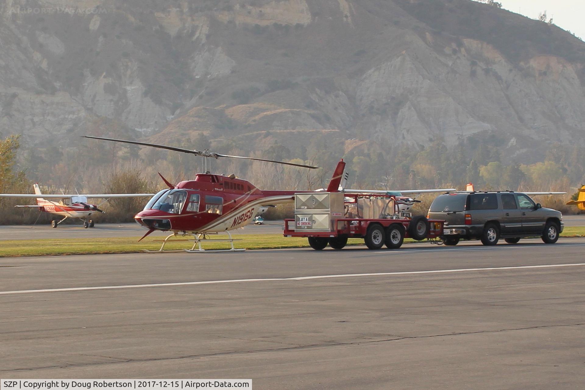 Santa Paula Airport (SZP) - N191SG 1984 Bell 206B JETRANGER II, Lycoming VO-540 Turbo Shaft 400 SHp, Restricted Forest, at the SZP FIRE BASE