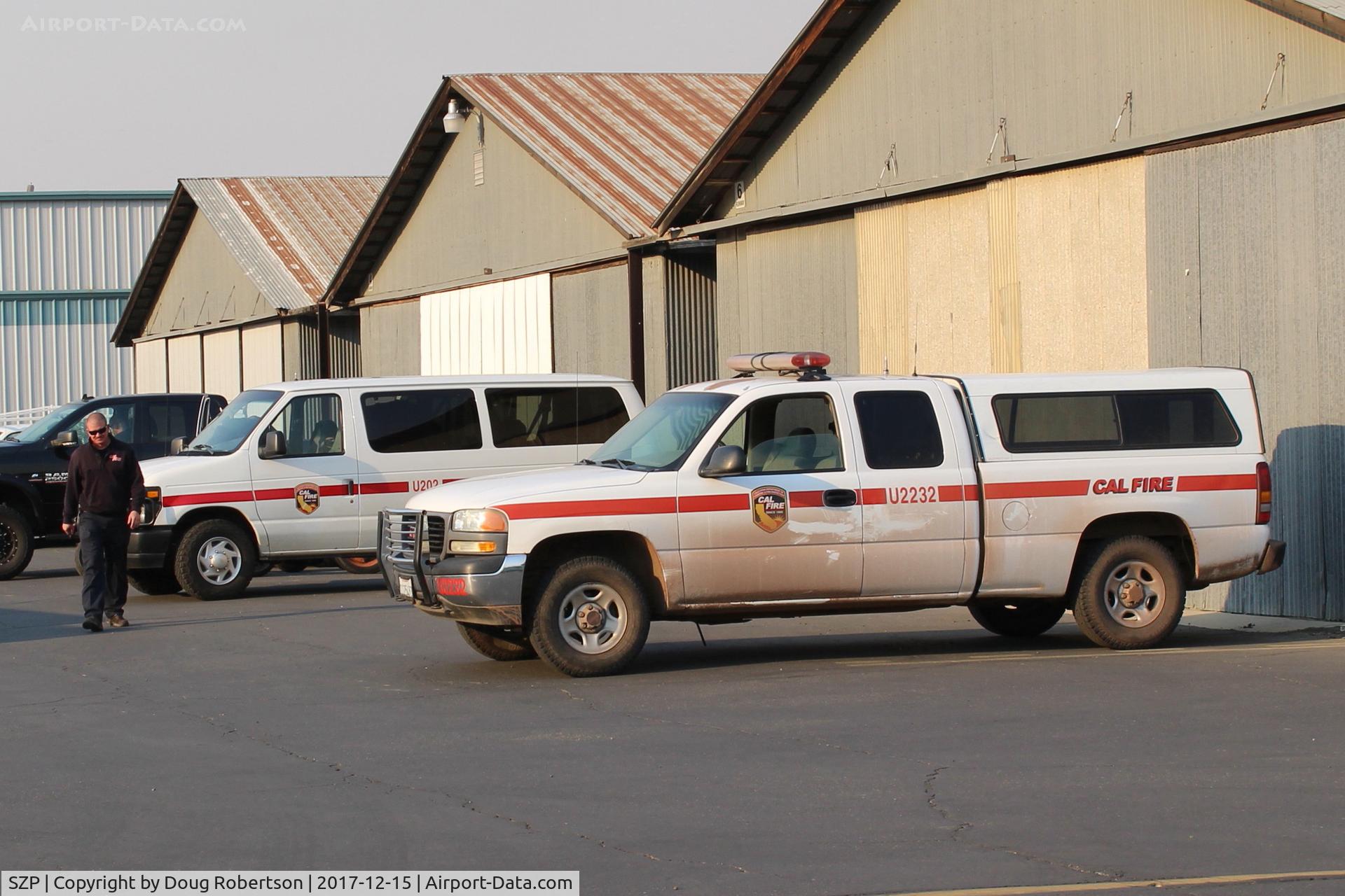 Santa Paula Airport (SZP) - CAL FIRE vehicles at SZP in support of the fire bombers that have taken over the airport with fire suppression aircraft fighting the Thomas Fire.