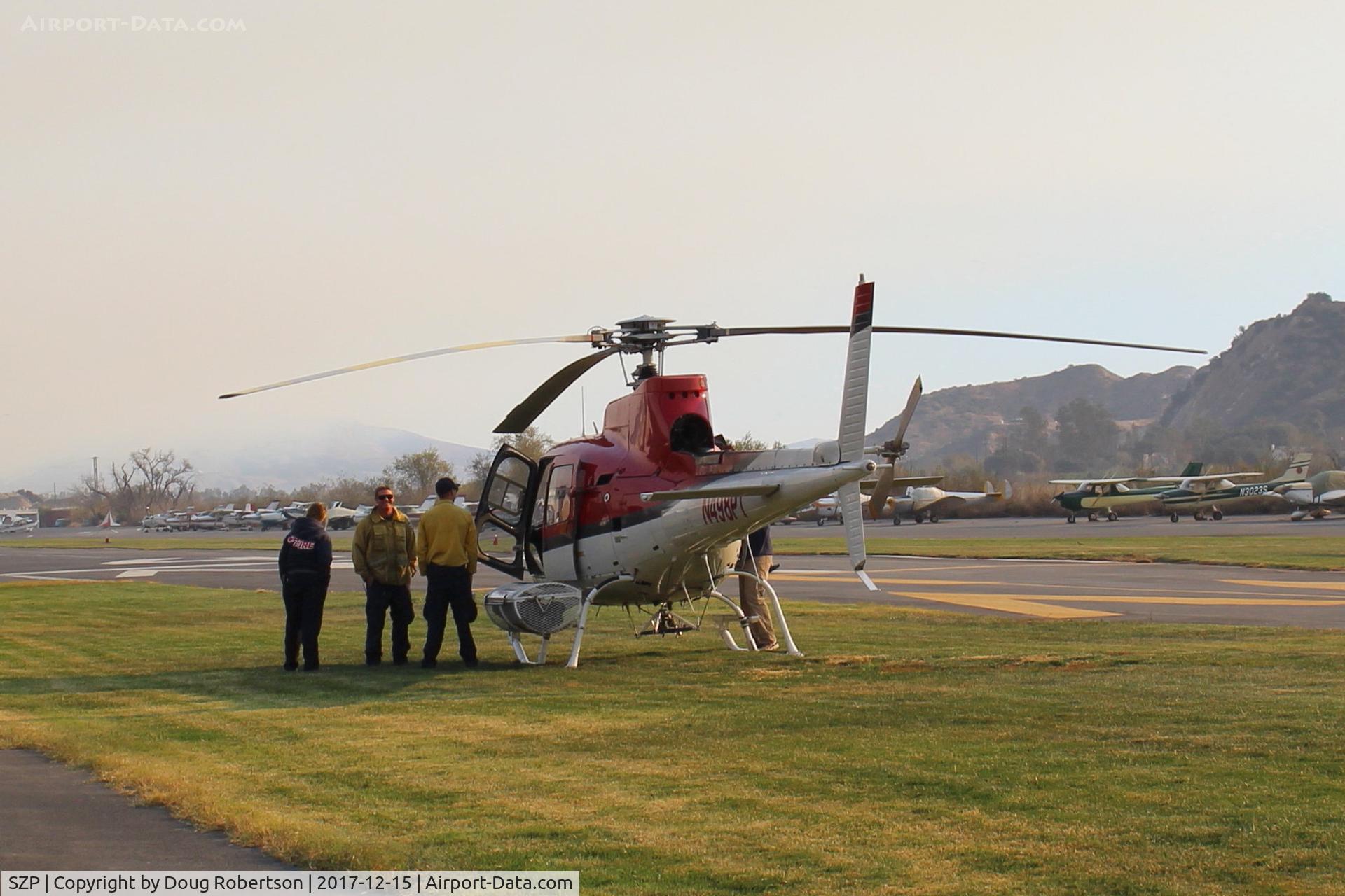 Santa Paula Airport (SZP) - N498PT 1986 Aerospatiale AS350B ECUREUIL, Turbomeca ARRIEL 1D1 Turboshaft, at SZP Fire Base