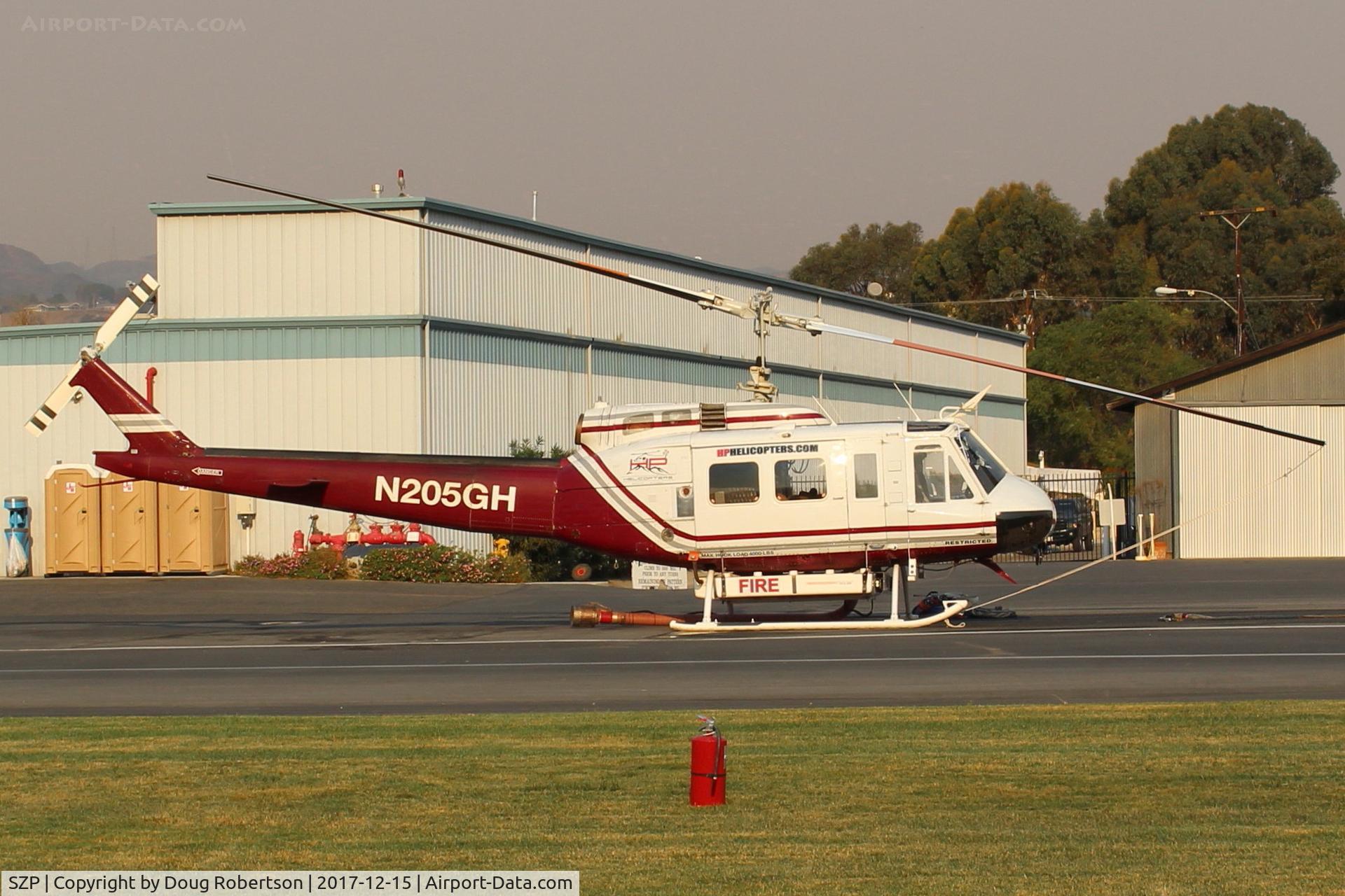 Santa Paula Airport (SZP) - N205GH 1965 Bell UH-1H IROQUOIS, Lycoming T53L-703 Turbo shaft, at SZP Fire Base