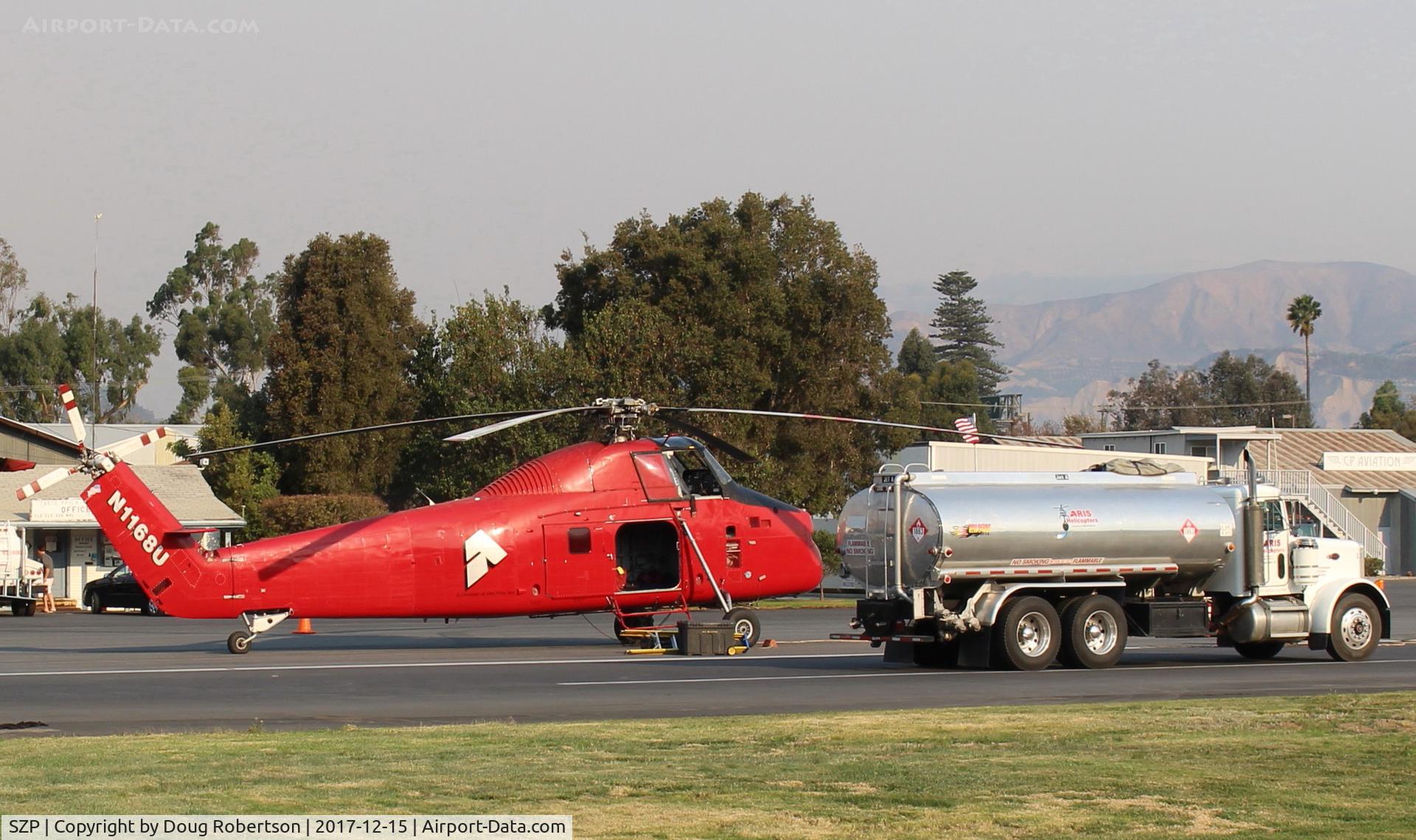Santa Paula Airport (SZP) - N1168U 1958 Sikorsky S-58ET, one P&W(C)PT6T-3 Turboshaft 1,800 Shp conversion, at Thomas Fire firebase