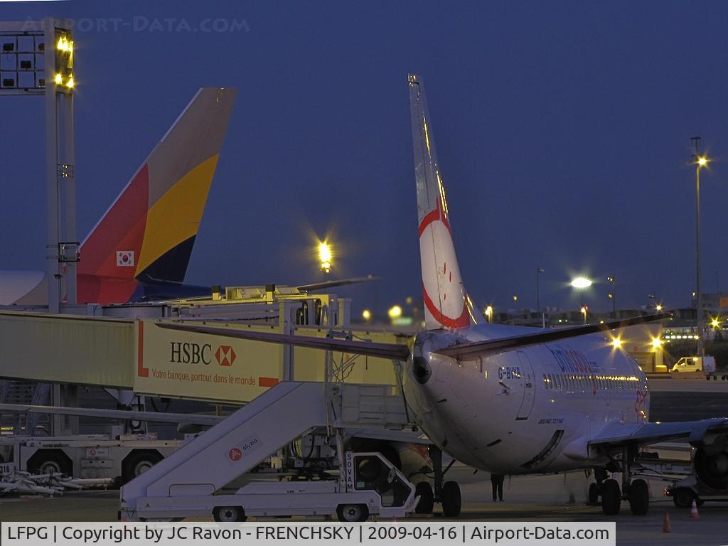 Paris Charles de Gaulle Airport (Roissy Airport), Paris France (LFPG) - early night at CDG terminal 1, parking T3