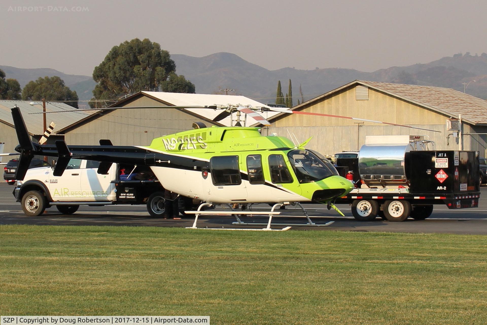 Santa Paula Airport (SZP) - N922FS 2004 Bell 407, Rolls Royce 250-C47B Turboshaft 813 SHp, at Thomas fire Firebase