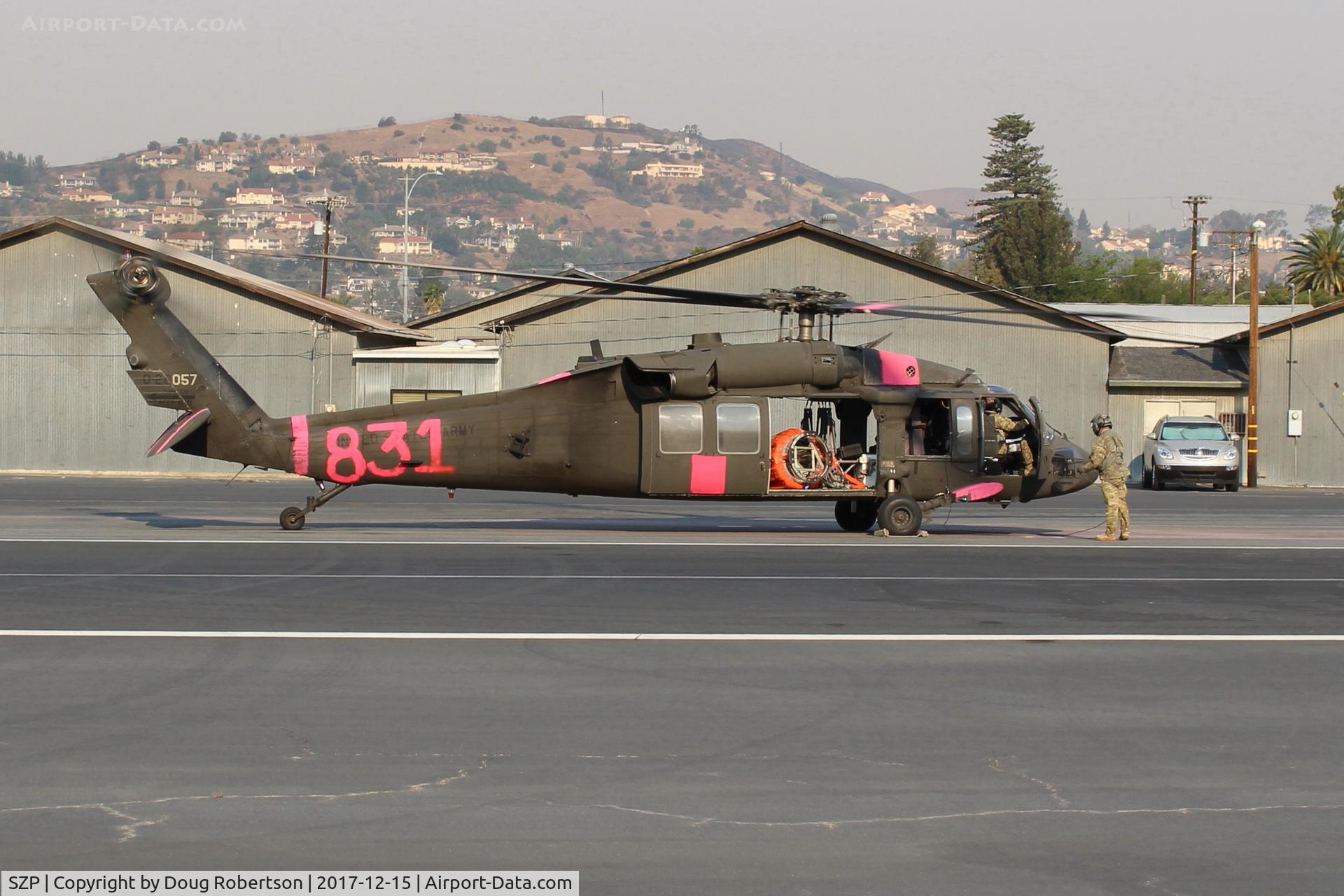 Santa Paula Airport (SZP) - Unknown Thomas Fire FireBomber at SZP Firebase, landed
