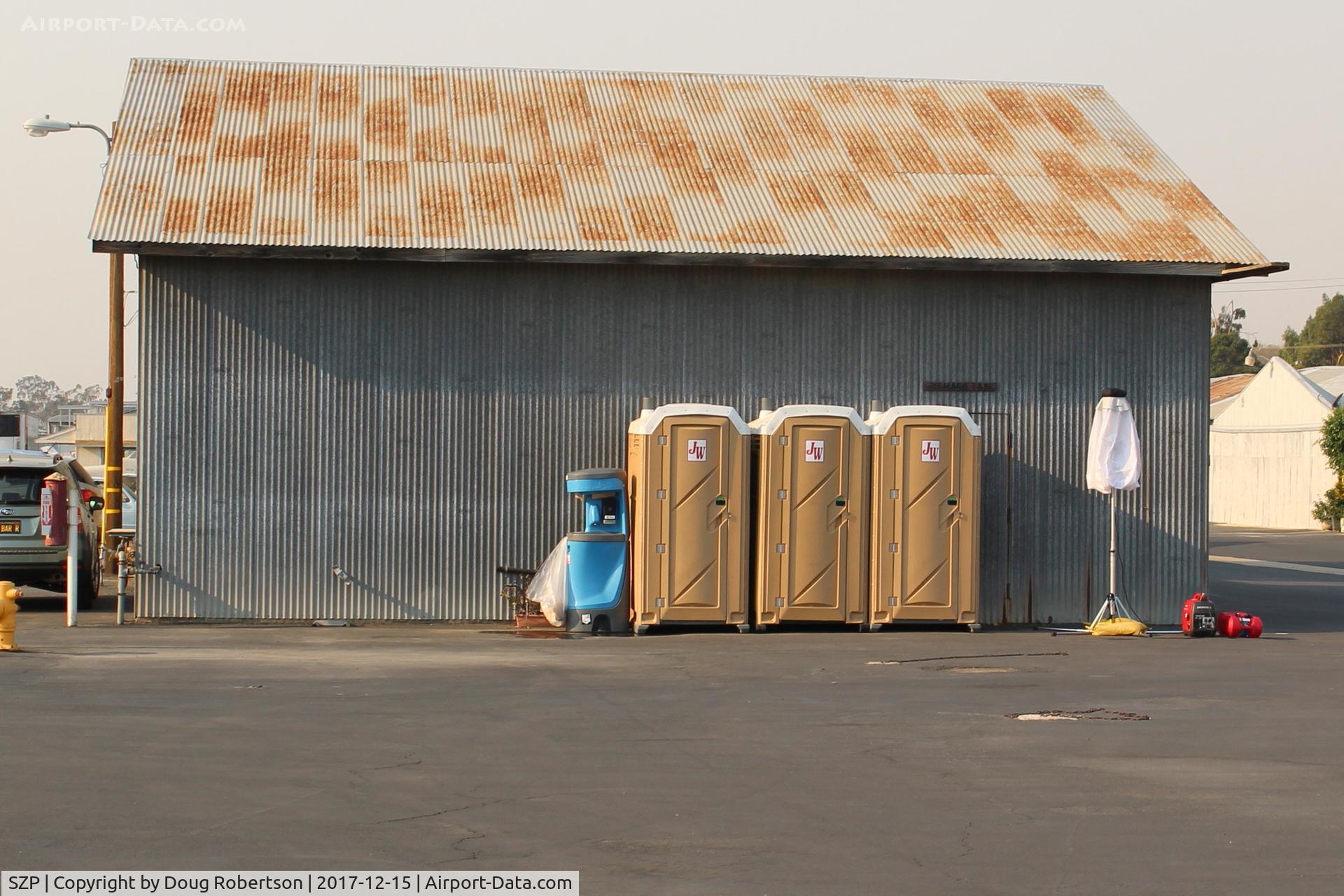 Santa Paula Airport (SZP) - PortaPotties and sanitation wash stand-these are liberally positioned about the SZP Thomas Fire FireBase airport areas.