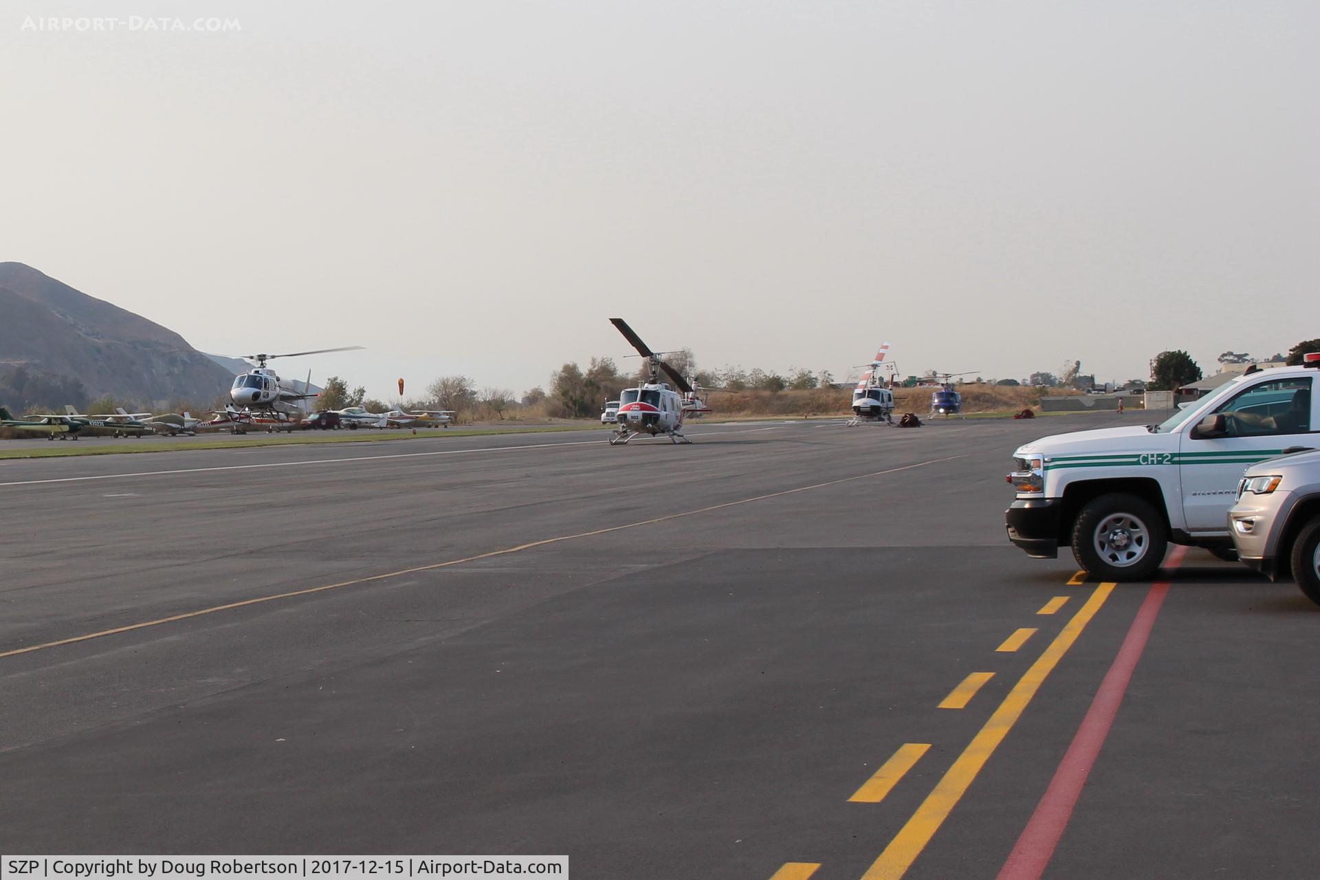 Santa Paula Airport (SZP) - Various Thomas Fire Helicopter Firefighters at the SZP Firebase