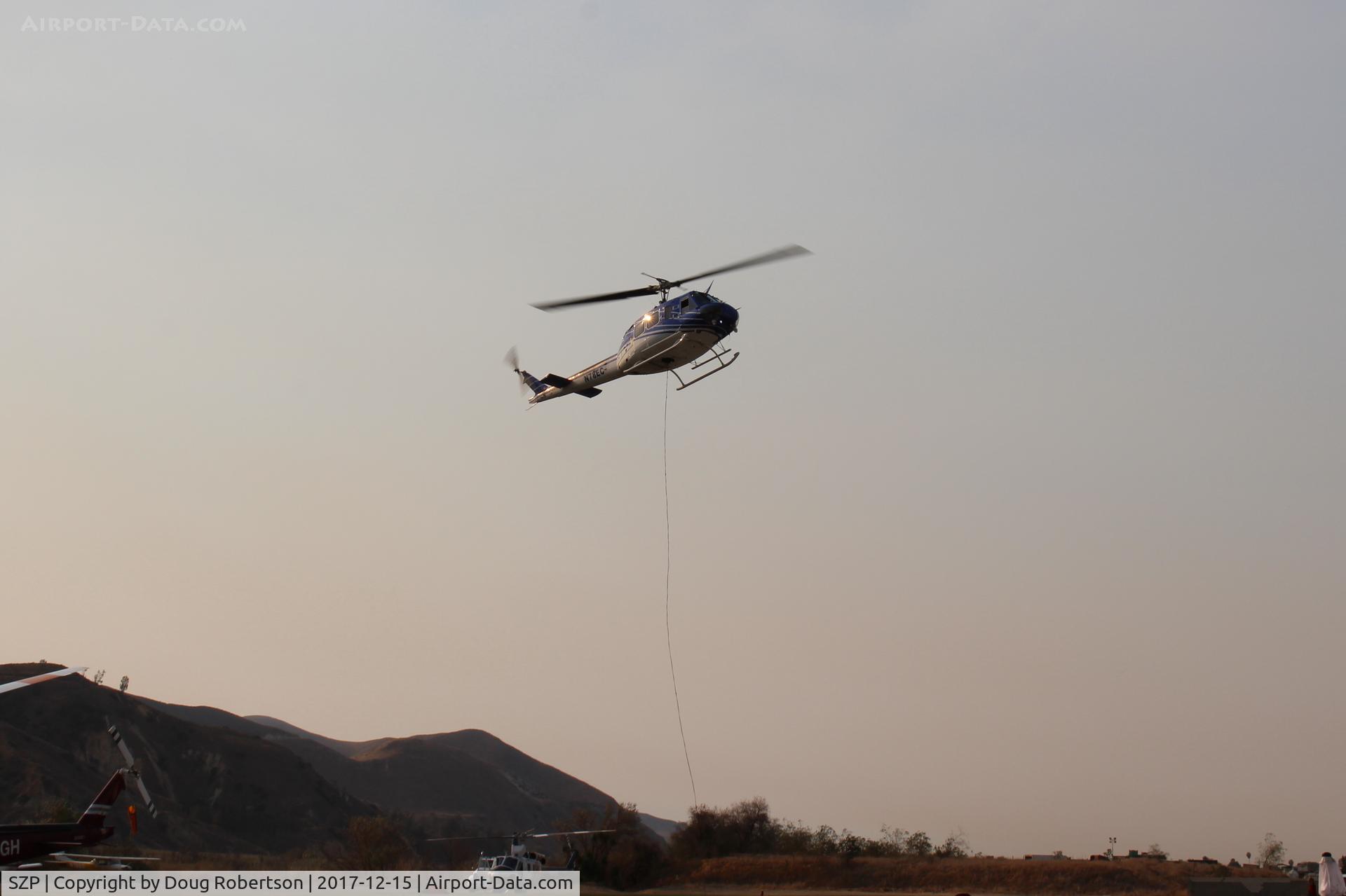 Santa Paula Airport (SZP) - N78EC 1971 Bell 205-A1, Honeywell T5317A Turboshaft, arriving SZP Thomas Fire Firebase