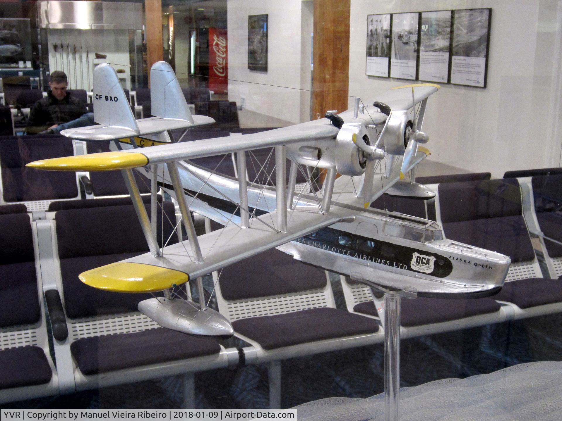 Vancouver International Airport, Vancouver, British Columbia Canada (YVR) - YVR South Terminal. Model of Vickers Supermarine Stanraer flying boat operated by Queen Charlotte Airlines.