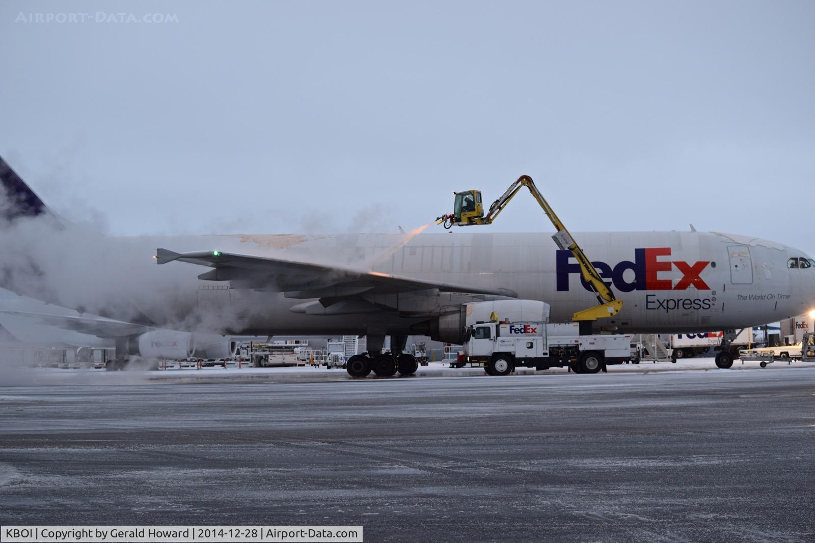 Boise Air Terminal/gowen Fld Airport (BOI) - Fed Ex A-300 under going de icing.
