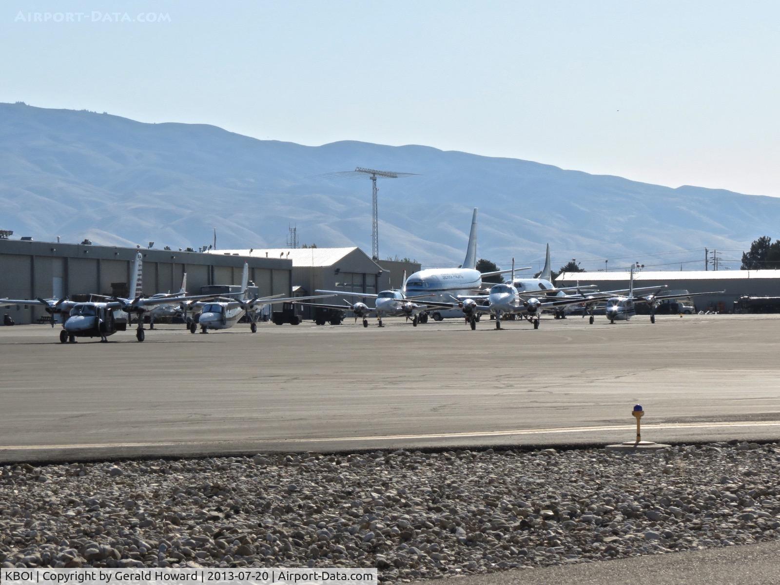 Boise Air Terminal/gowen Fld Airport (BOI) - Numerous aircraft parked on the NIFC ramp during fire season.
