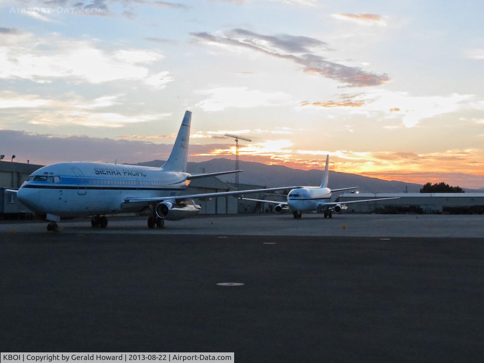 Boise Air Terminal/gowen Fld Airport (BOI) - Dawn on the NIFC ramp. Sierra Pacific was busy this 2013 season moving fire fighters around.