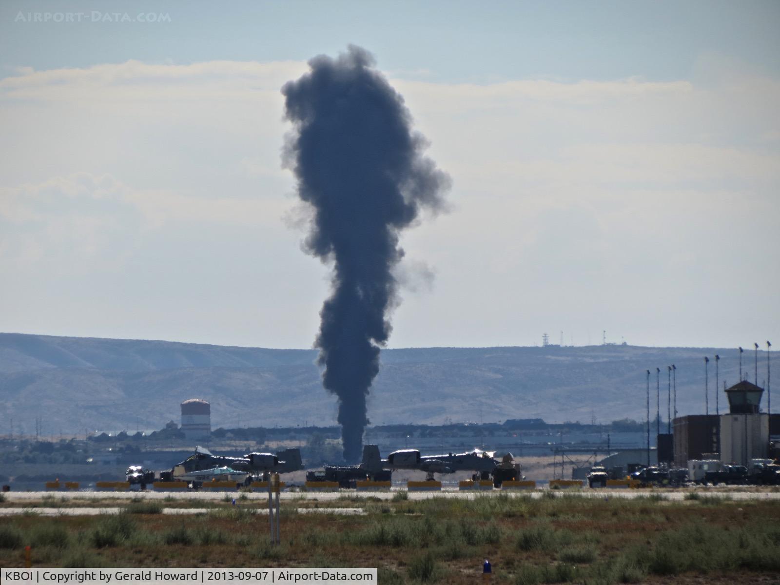 Boise Air Terminal/gowen Fld Airport (BOI) - Smoke from the burn pit where ARFF is training.