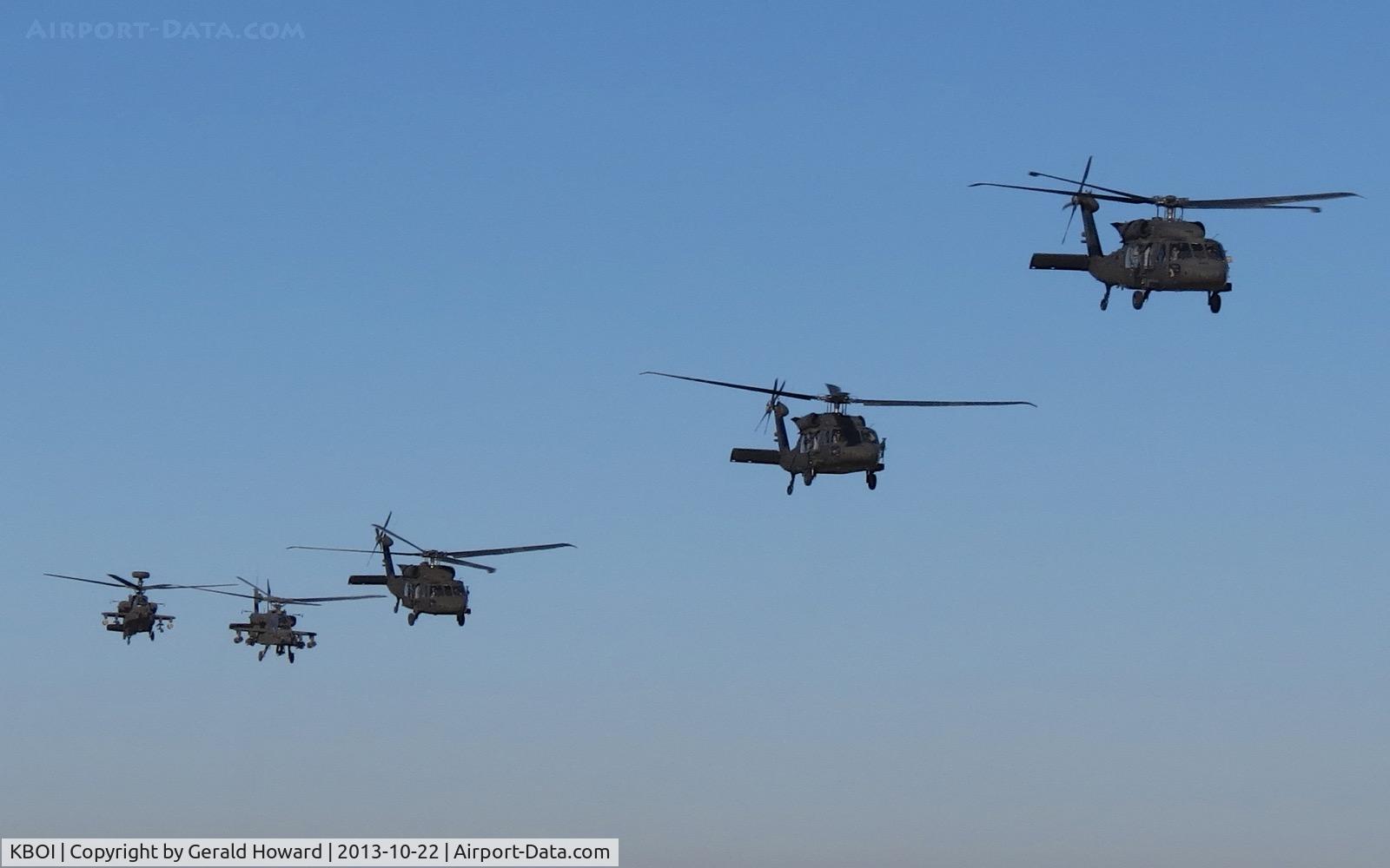Boise Air Terminal/gowen Fld Airport (BOI) - UH-60s & AH-64s from the 1-183rd AVN BN, Idaho Army National Guard flying out for training.