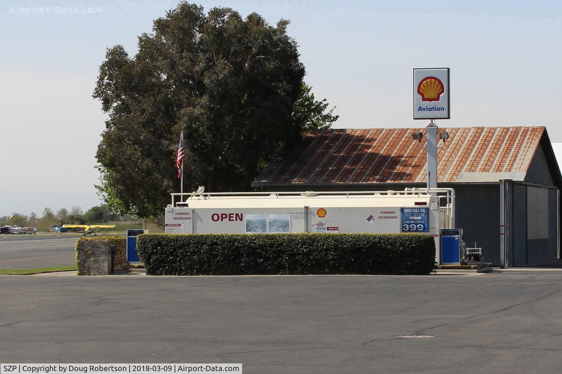 Santa Paula Airport (SZP) - Santa Paula SHELL 100LL Self-Serve Fuel Dock. Note decreased price.