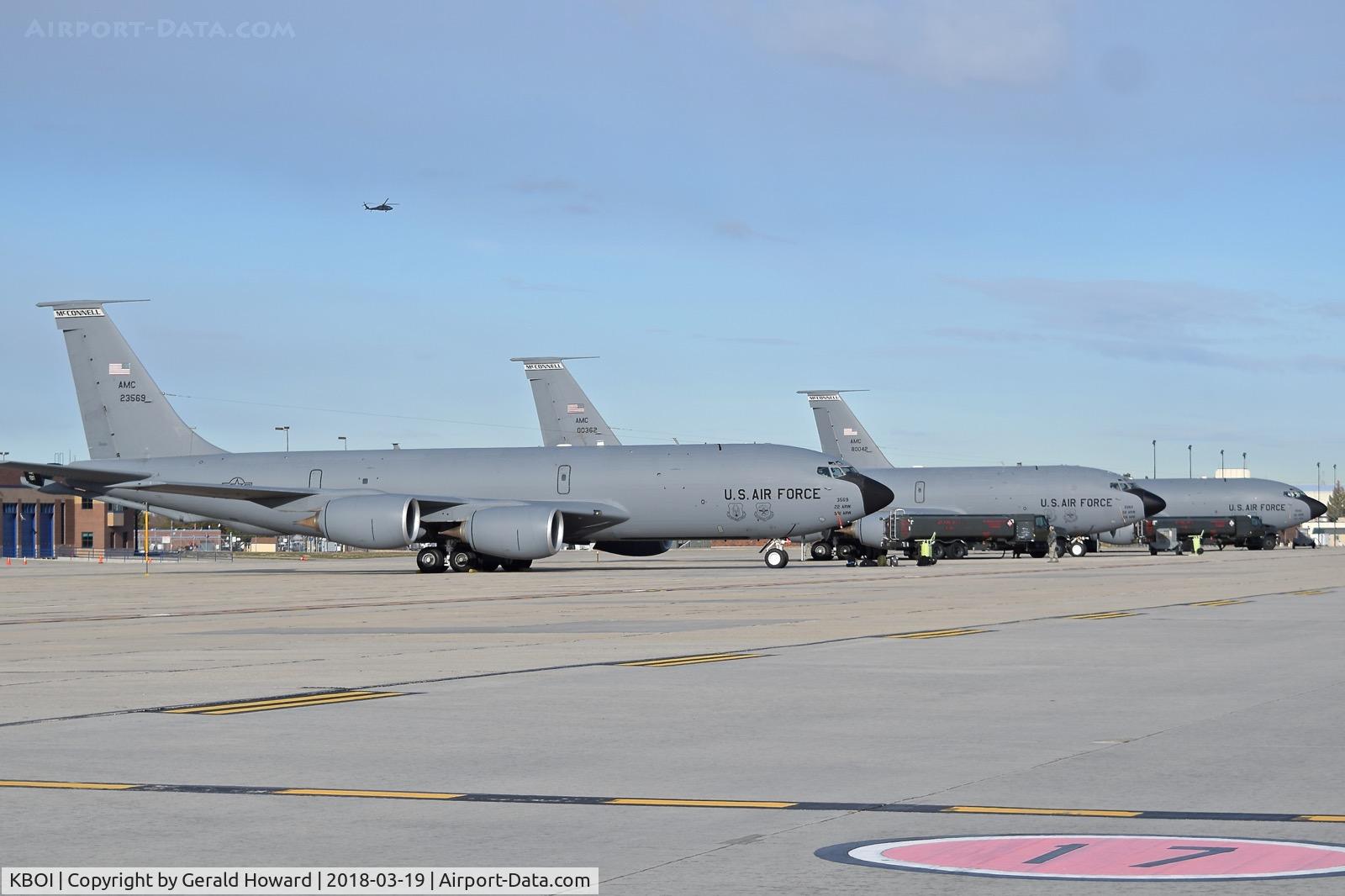 Boise Air Terminal/gowen Fld Airport (BOI) - Three KC-135R tankers parked on the Idaho ANG ramp. All from the 22nd ARW, 931st ARG, McDonnell AFB, Kansas.
