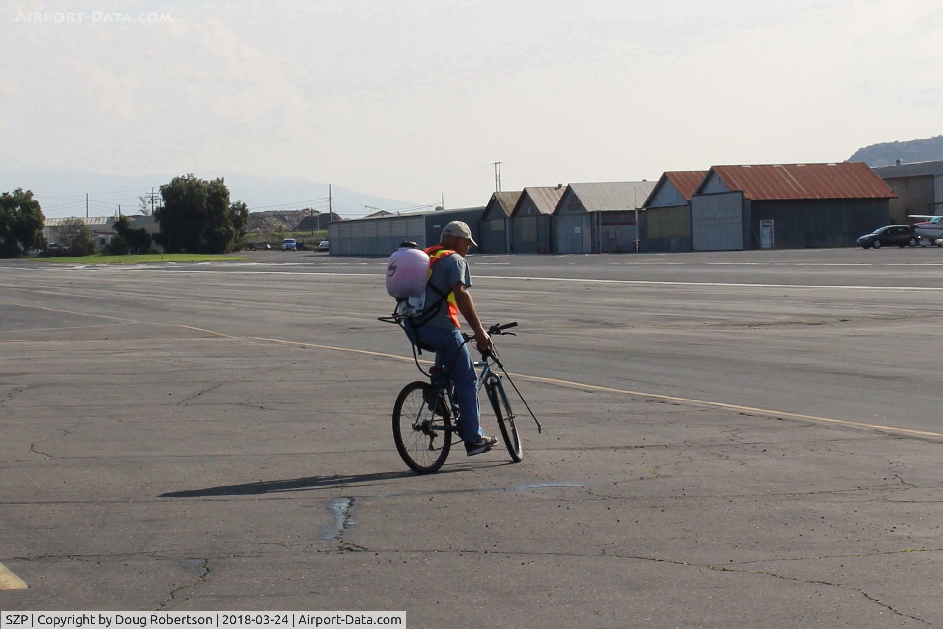 Santa Paula Airport (SZP) - Pete on weed killer-control spray duty.