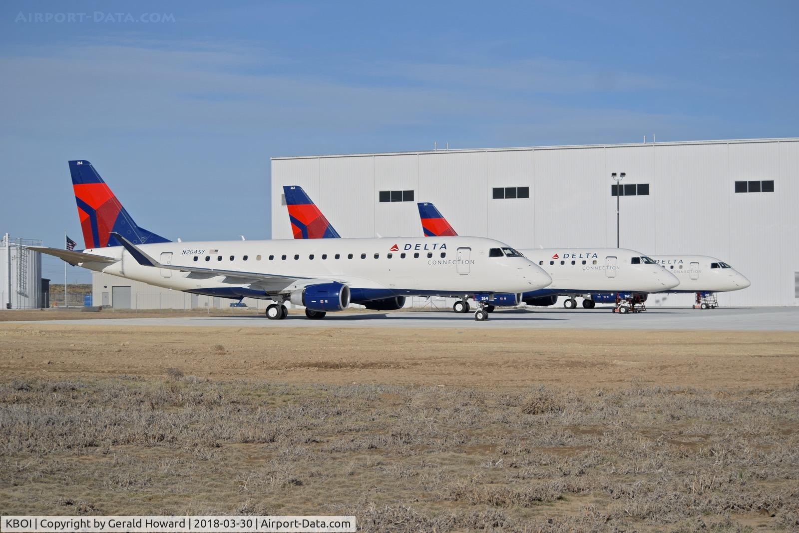 Boise Air Terminal/gowen Fld Airport (BOI) - Aircraft awaiting maintenance on the new ramp for the Skywest maintenance hangar.