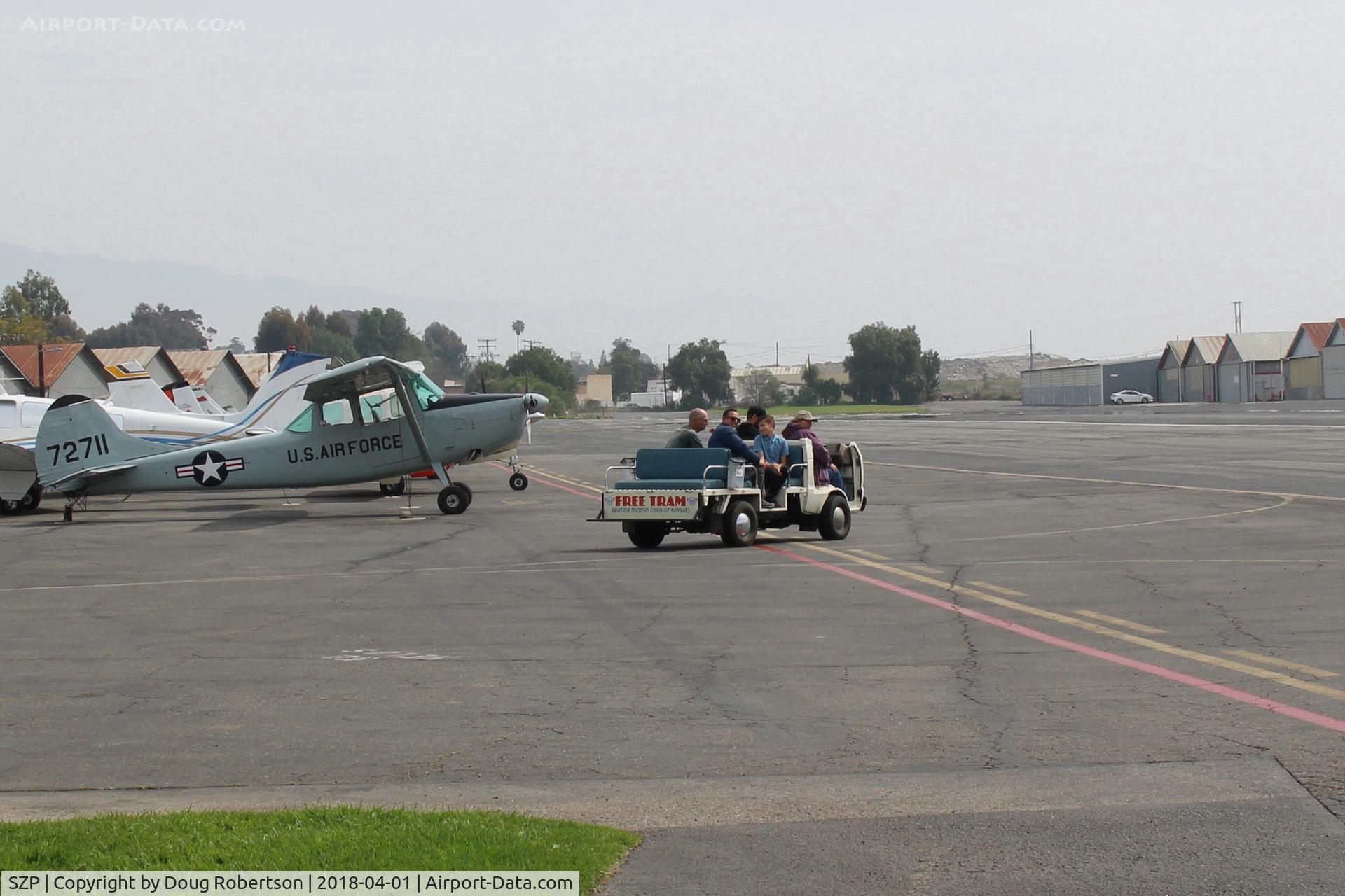 Santa Paula Airport (SZP) - Free Tram Rides on First Sunday's Aviation Museum of Santa Paula Open Hangars displays for visitors, or walk 