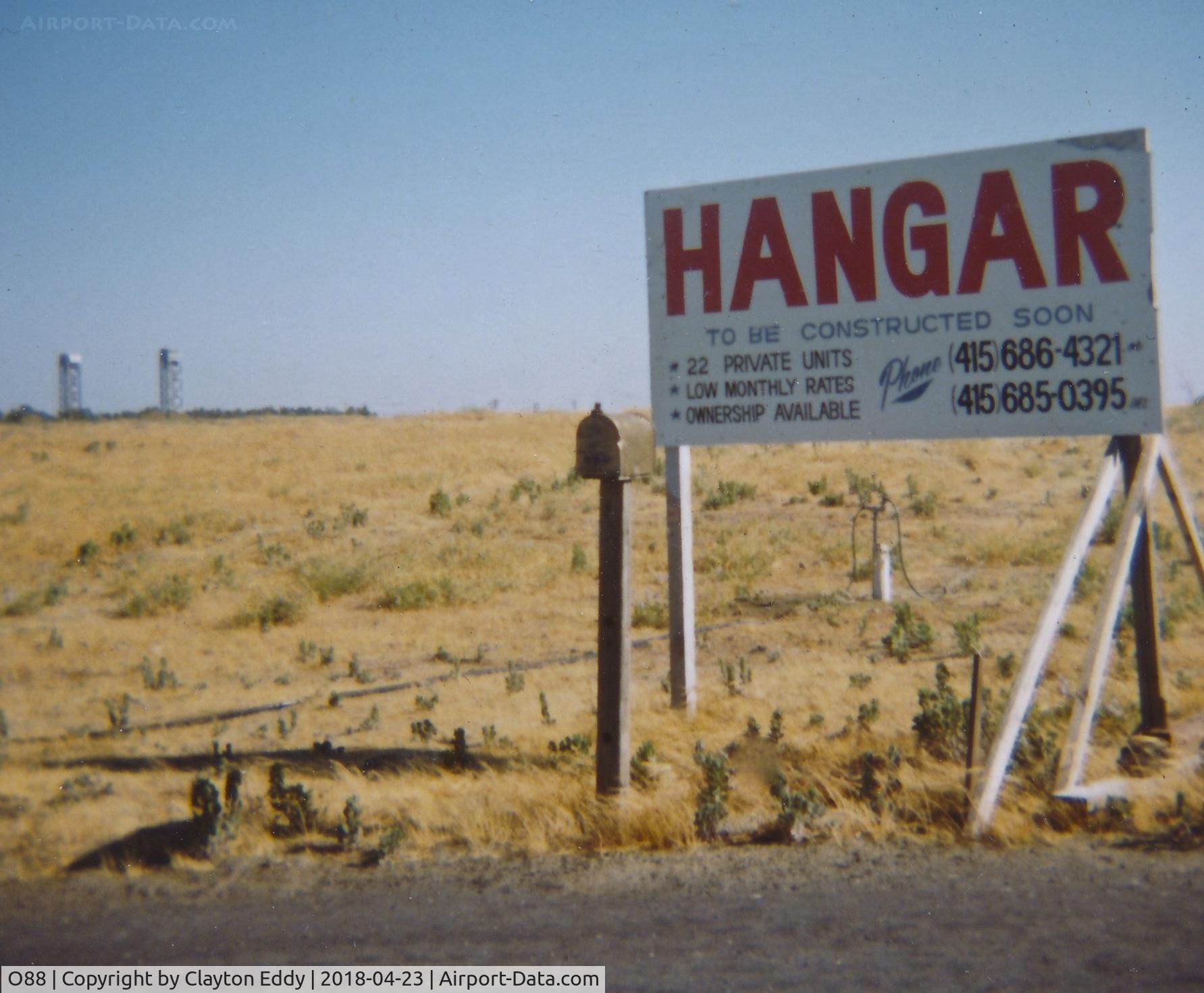 Rio Vista Municipal Airport (O88) - Sign for the new hangars at the old Rio Vista Airport California. June 1976.
