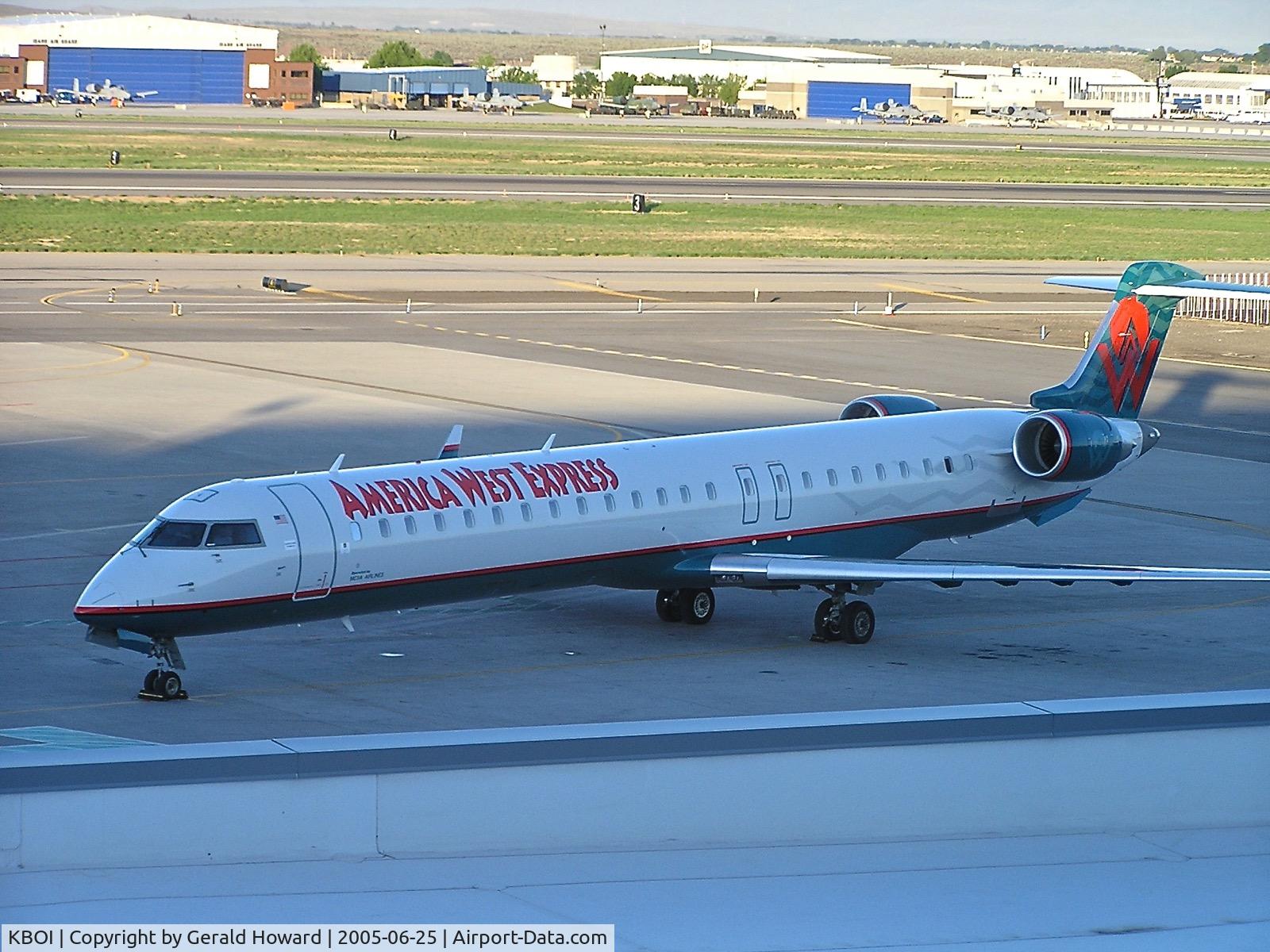 Boise Air Terminal/gowen Fld Airport (BOI) - American West Express parked on the Horizon ramp during its short lived Boise to LAX run.
