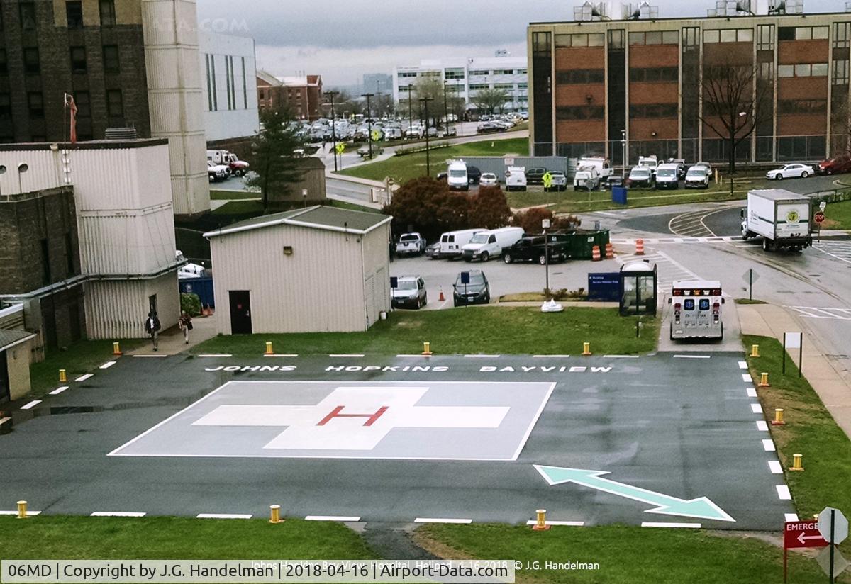 Johns Hopkins Bayview Medical Center Heliport (06MD) - Heliport at Johns Hopkins Bay View Hospital and burn treatment center.