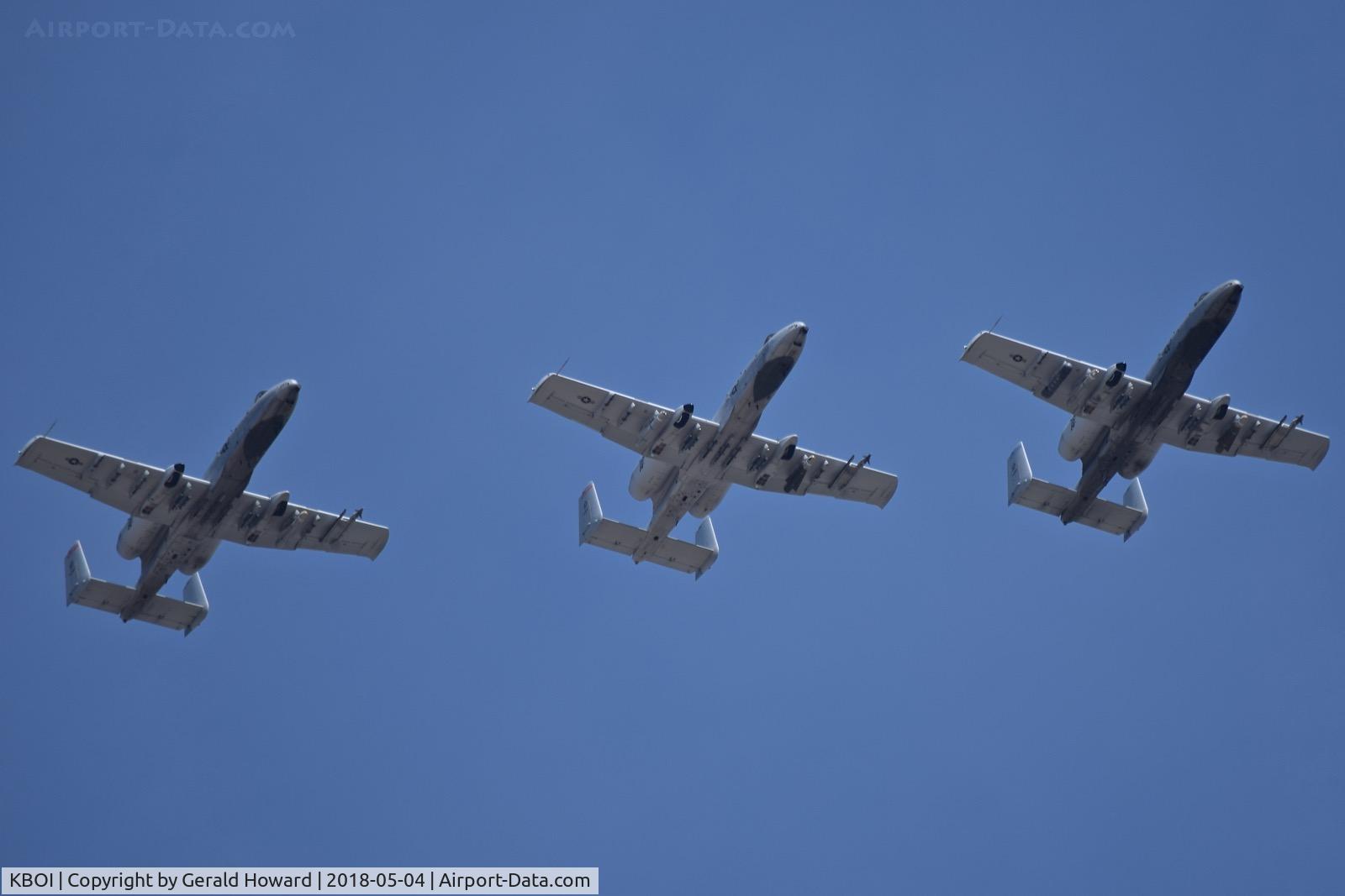 Boise Air Terminal/gowen Fld Airport (BOI) - Flight of three A-10s from the 190th Fighter Sq., Idaho ANG flying the downwind for RWY 10R.