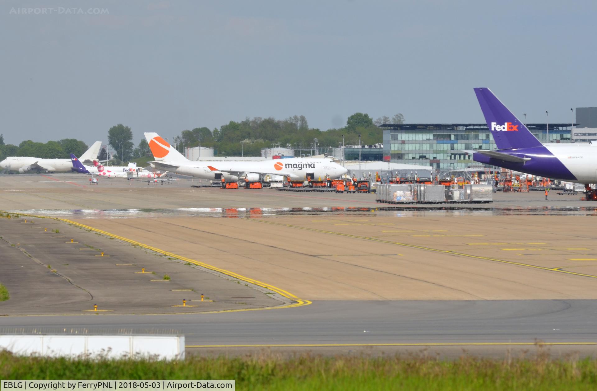 Liege Airport, Liège Belgium (EBLG) - Overview of the main apron in LGG