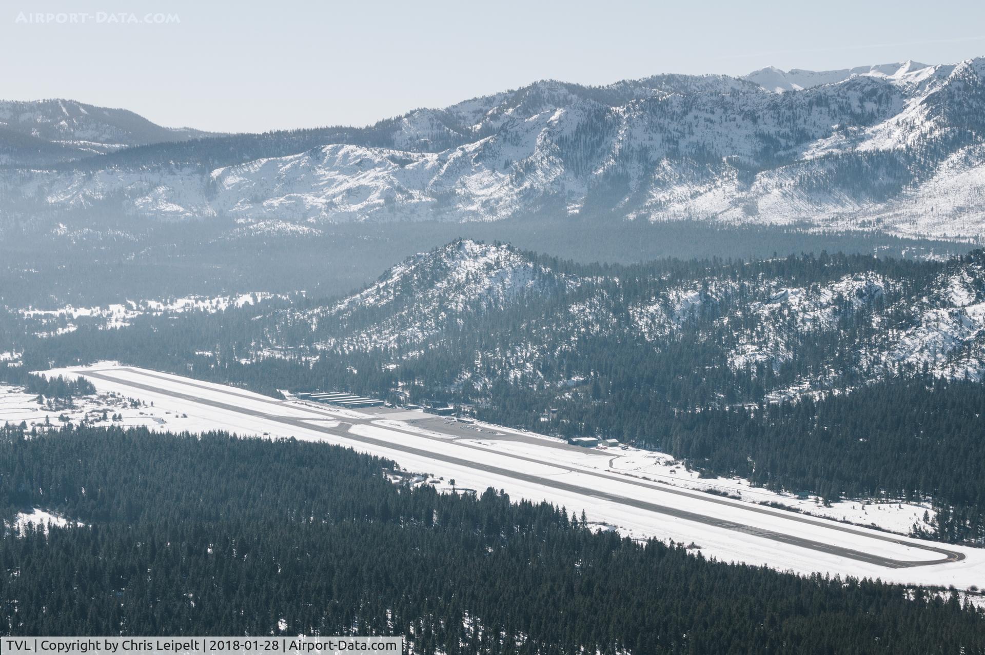 Lake Tahoe Airport (TVL) - South Lake Tahoe airport facing SW. The approach is tricky getting into KTVL because the mountains are in such close proximity to the airport.