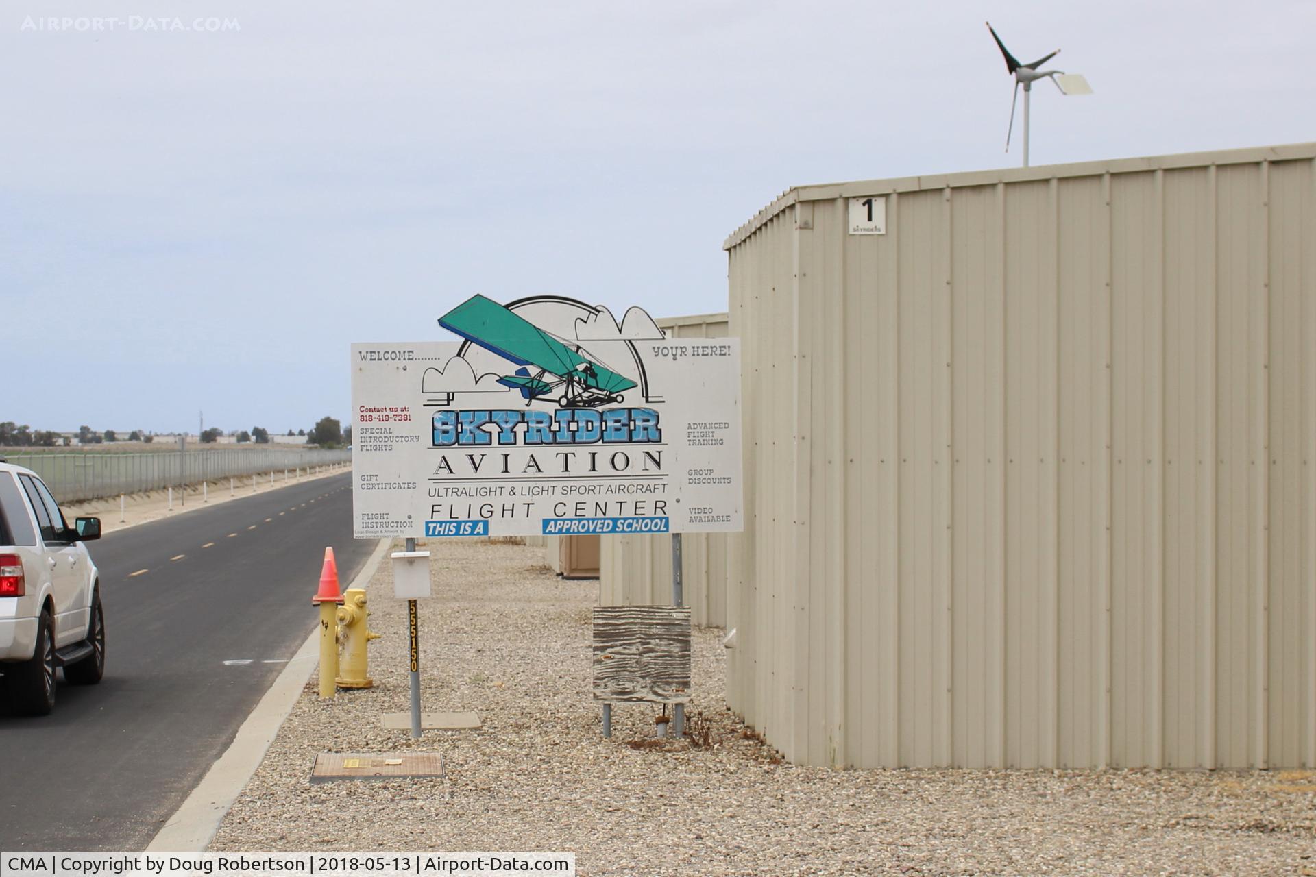 Camarillo Airport (CMA) - Camarillo's Airport Ultralight Aircraft area. Hangars and separate windsock, (out of the photo to the right). Tower comm required-all aircraft movements. 