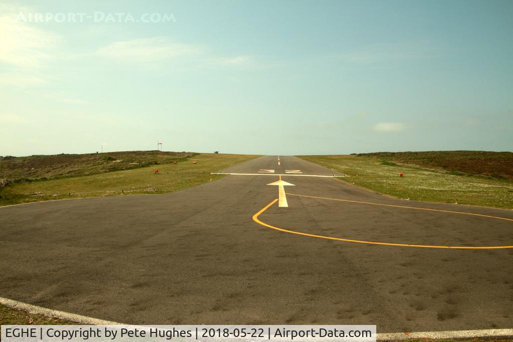 St. Mary's Airport, St. Mary's, England United Kingdom (EGHE) - 32 threshold St Marys Isles of Scilly from the costal path