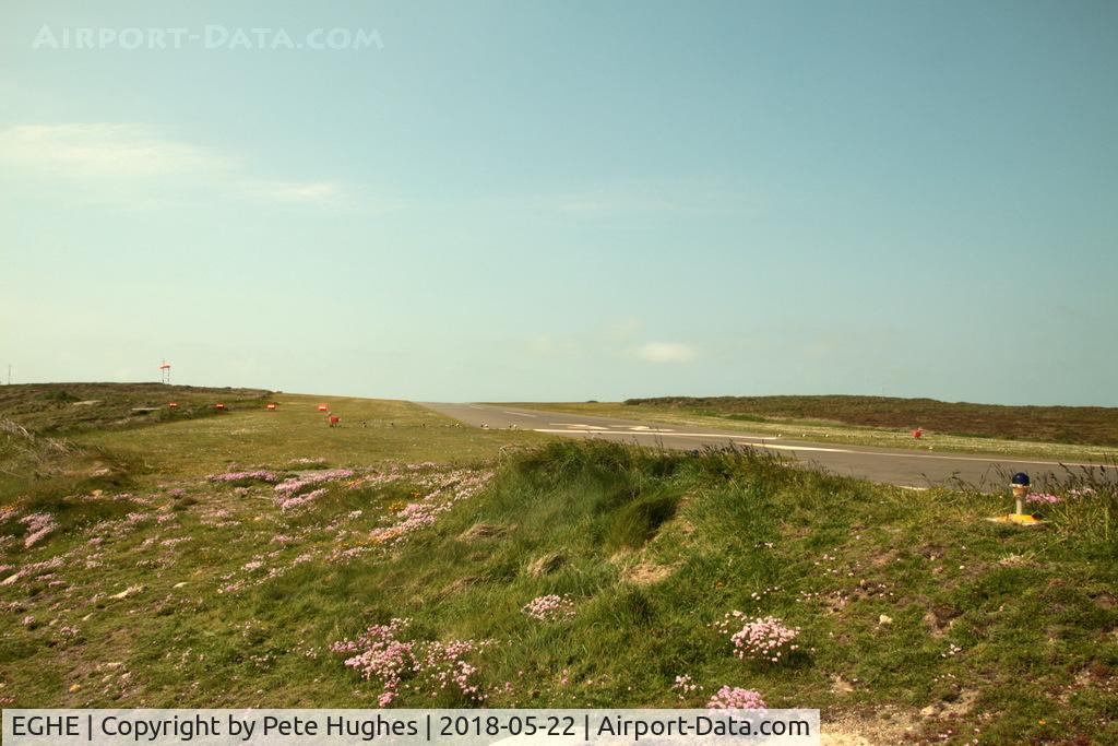 St. Mary's Airport, St. Mary's, England United Kingdom (EGHE) - 32 threshold St Marys Isles of Scilly from the costal path