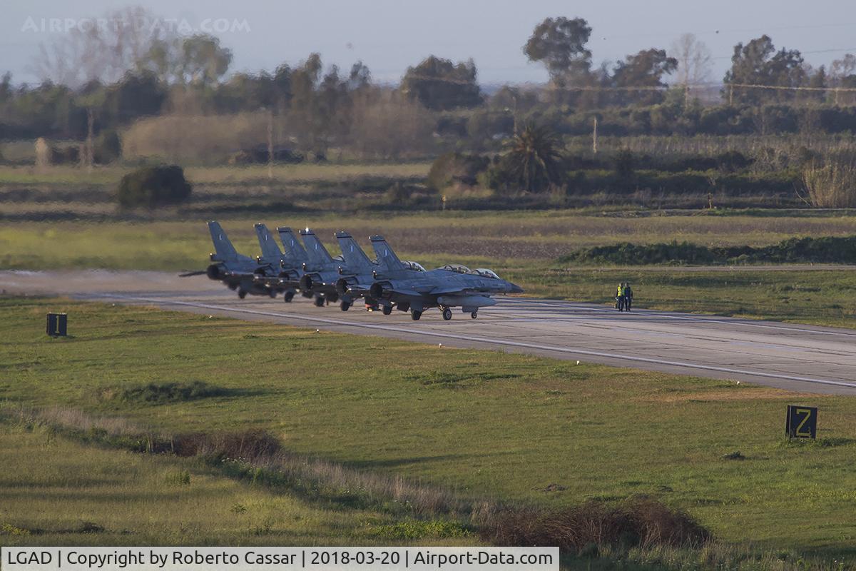Andravida Airport, Andravida Greece (LGAD) - Hellenic Air Force F-16's on the makeshift ''Last Chance'' during Exercise Iniochos 2018.