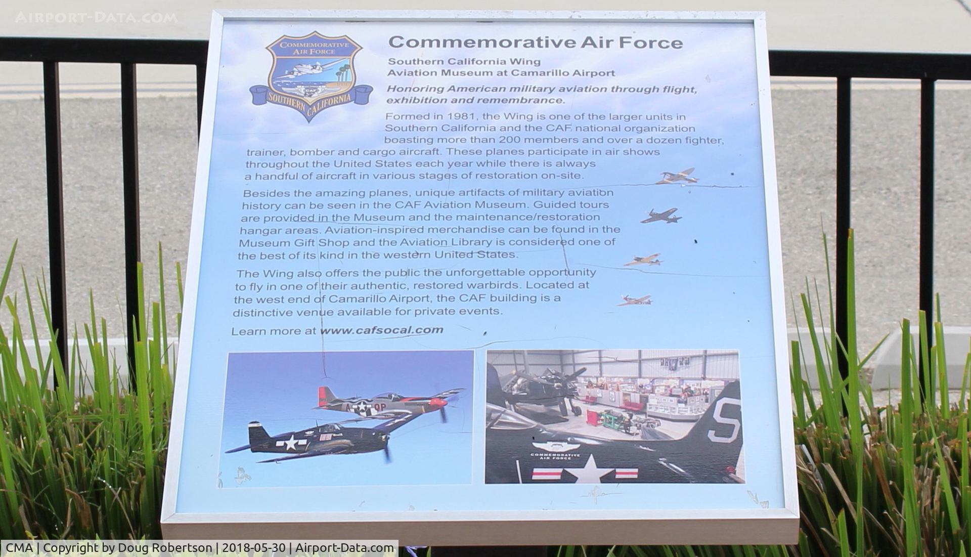 Camarillo Airport (CMA) - Commemorative Air Force, Southern California Wing. A great aviation museum & store with restore work & display hangars of WWII aircraft. Rides available. Highly recommended.