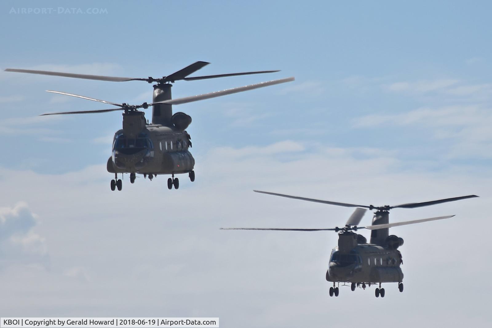Boise Air Terminal/gowen Fld Airport (BOI) - Two CH-47Fs from the Washington Army National Guard departing Taxiway Bravo.