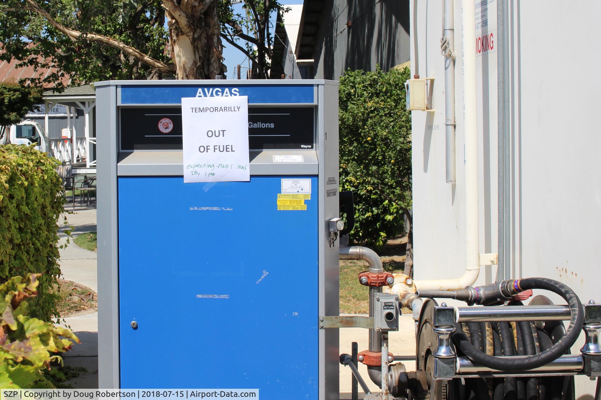 Santa Paula Airport (SZP) - Santa Paula Airport Shell 100LL Fuel Dock-Temporarily OUT OF FUEL, expect refuel delay per notice