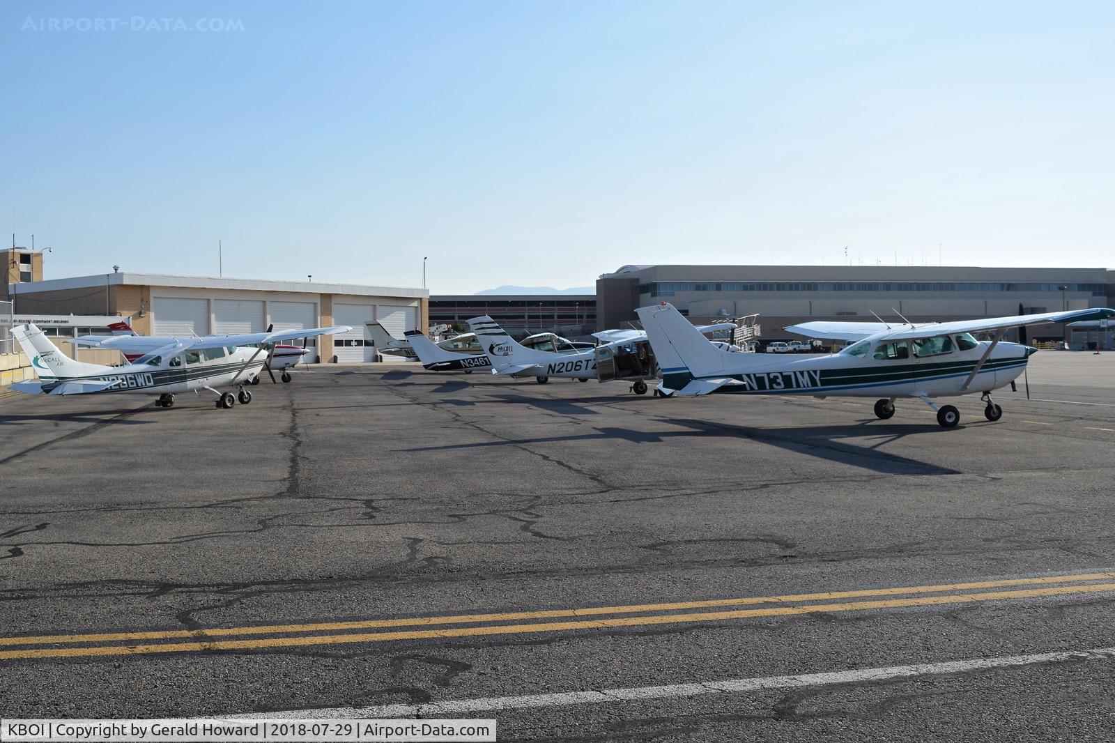 Boise Air Terminal/gowen Fld Airport (BOI) - Six back country aircraft parked on their ramp ready for the day's first flights.