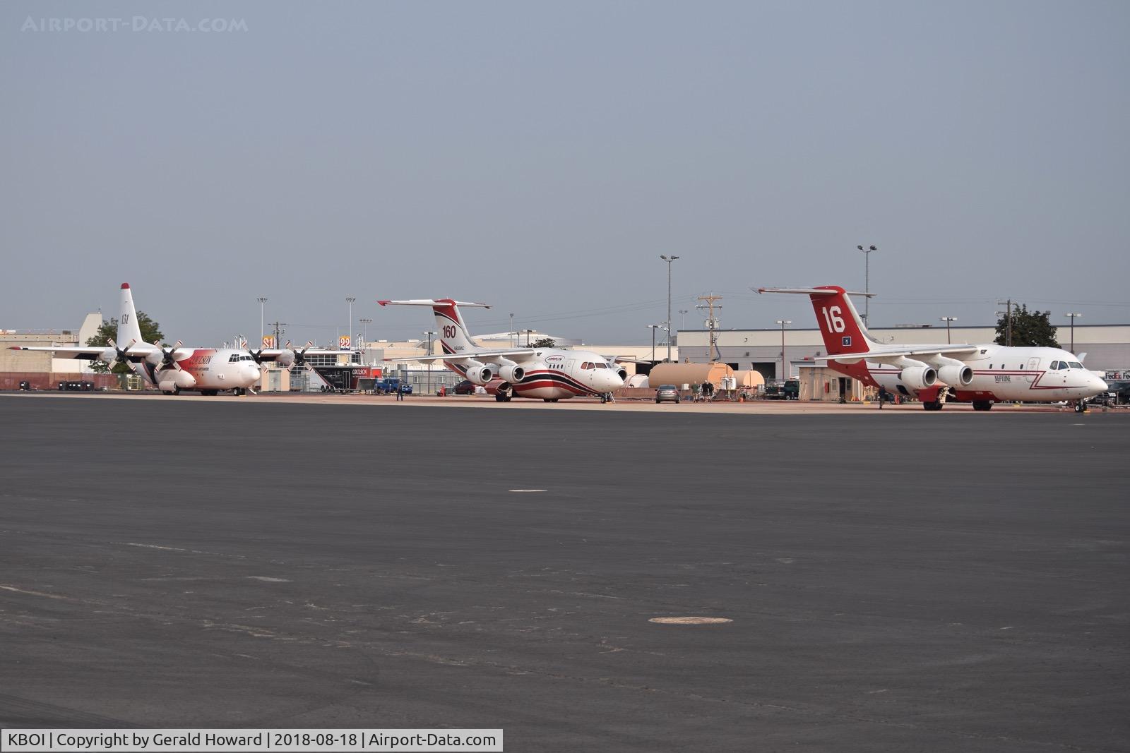 Boise Air Terminal/gowen Fld Airport (BOI) - Three fire tankers parked on the NIFC ramp for the current fires in Idaho.