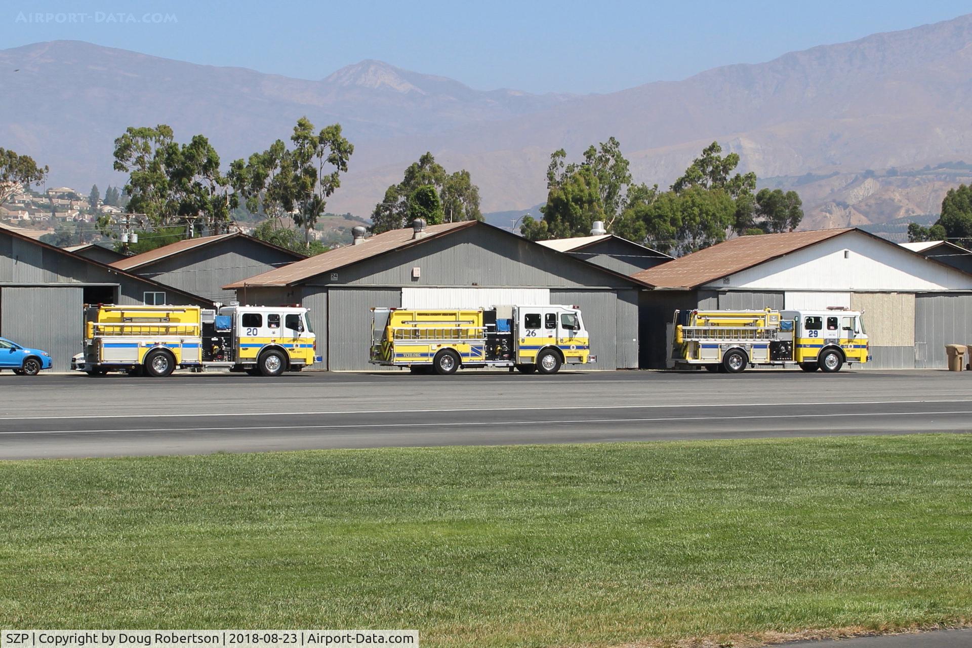 Santa Paula Airport (SZP) - Santa Paula Fire Department Fire Trucks, in-service training going on at the airport