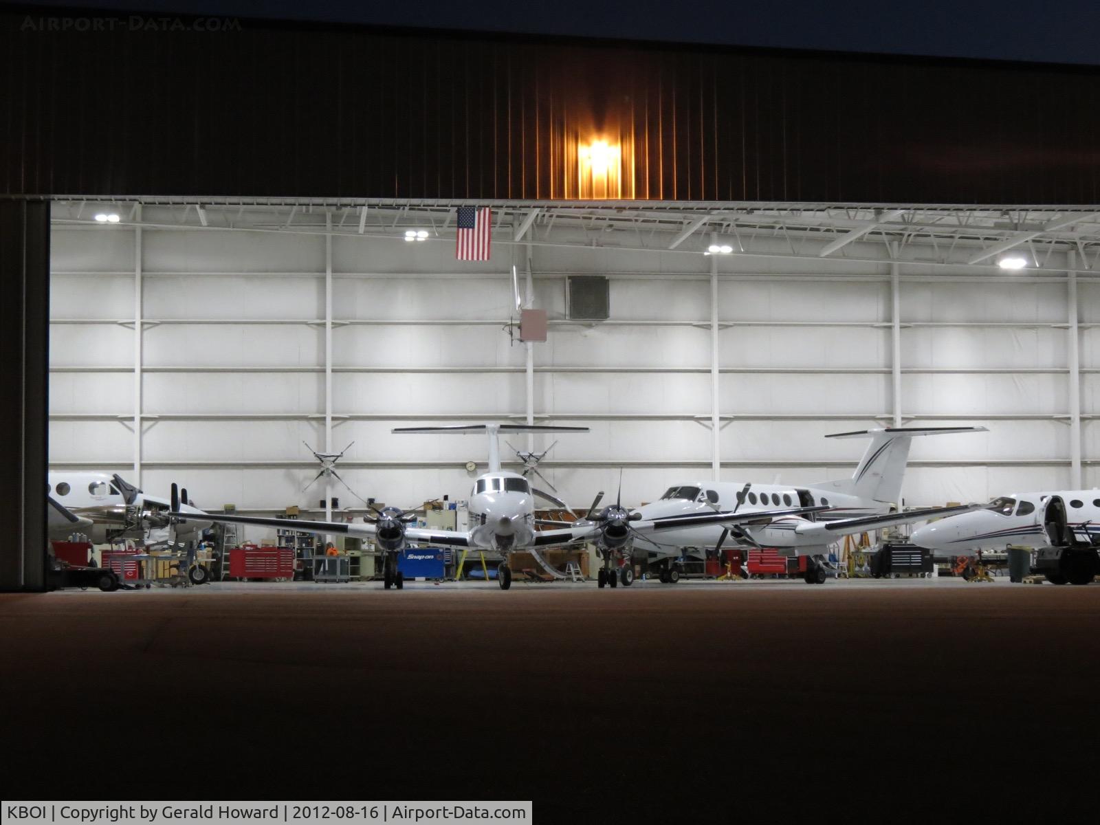 Boise Air Terminal/gowen Fld Airport (BOI) - Early morning work at one of the maintenance hangers. 