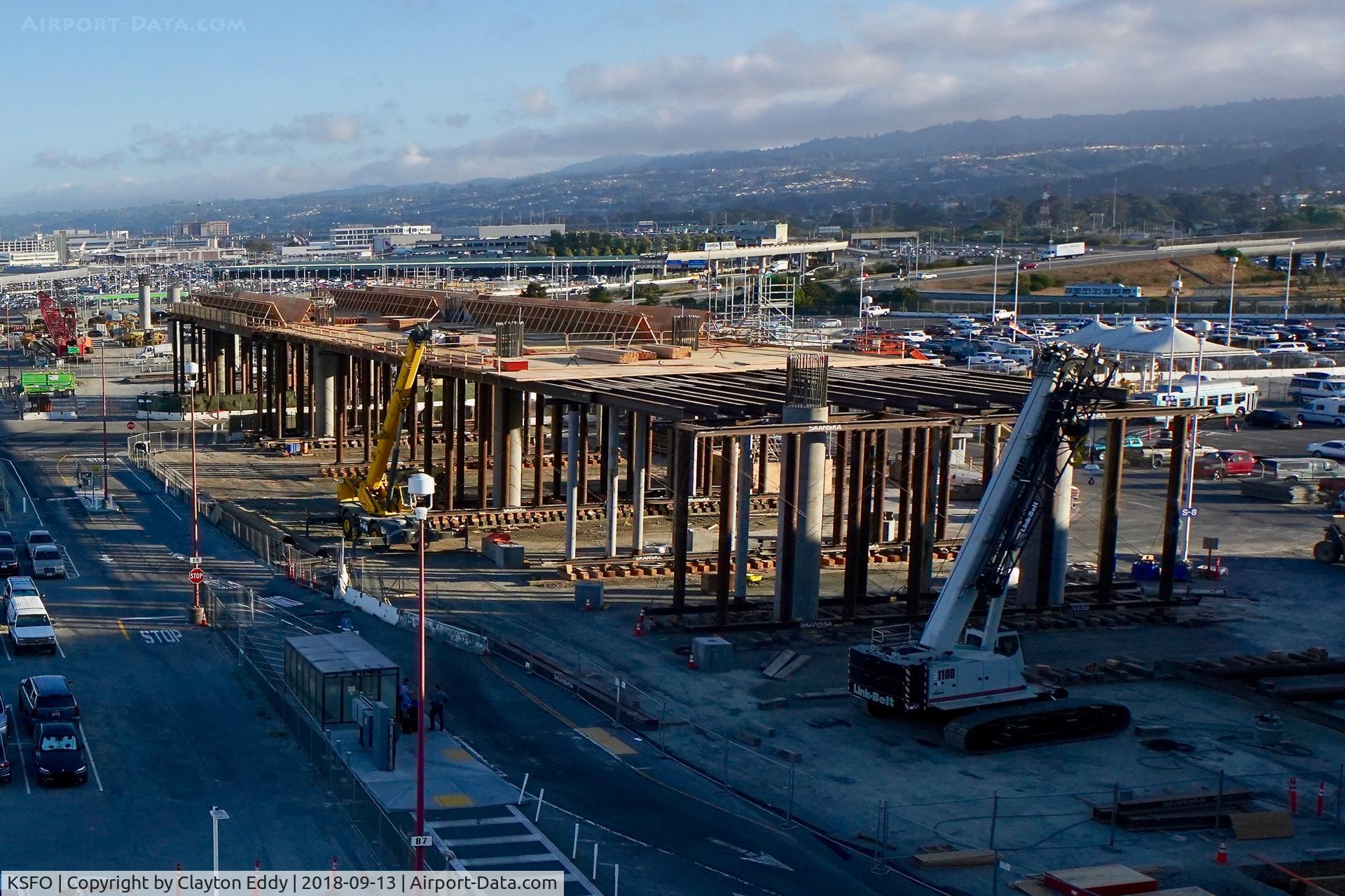 San Francisco International Airport (SFO) - Tram being built for long term and rental car parking areas. SFO 2018.