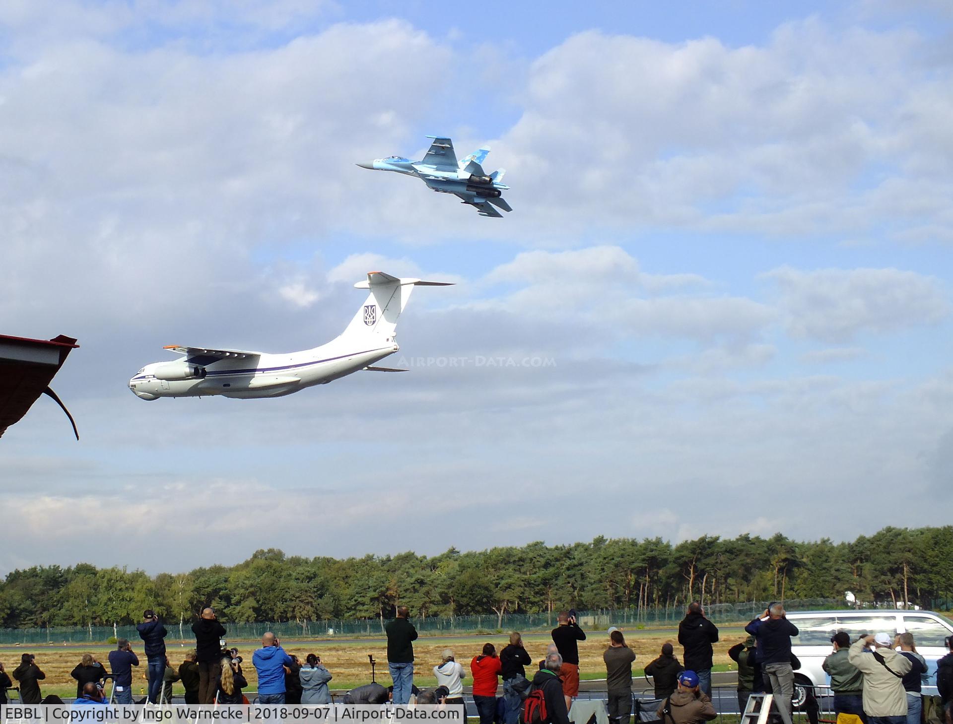 Kleine Brogel Air Base Airport, Kleine Brogel Belgium (EBBL) - Ilyushin Il-76 and Sukhoi Su-27 of the Ukrainian Air Force flypast at the 2018 BAFD Spottersday at Kleine Brogel airbase
