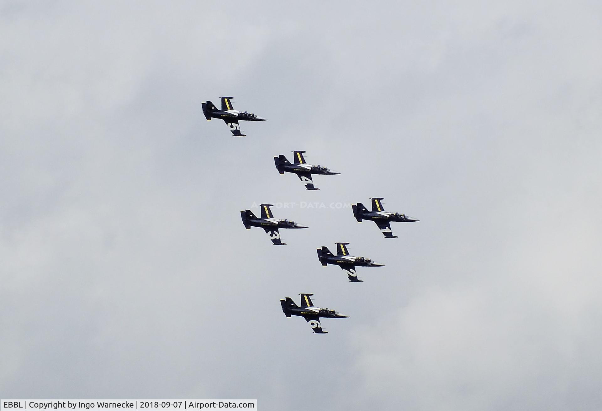 Kleine Brogel Air Base Airport, Kleine Brogel Belgium (EBBL) - Breitling Jet Team display with 6 Aero L-39 at the 2018 BAFD Spottersday at Kleine Brogel airbase