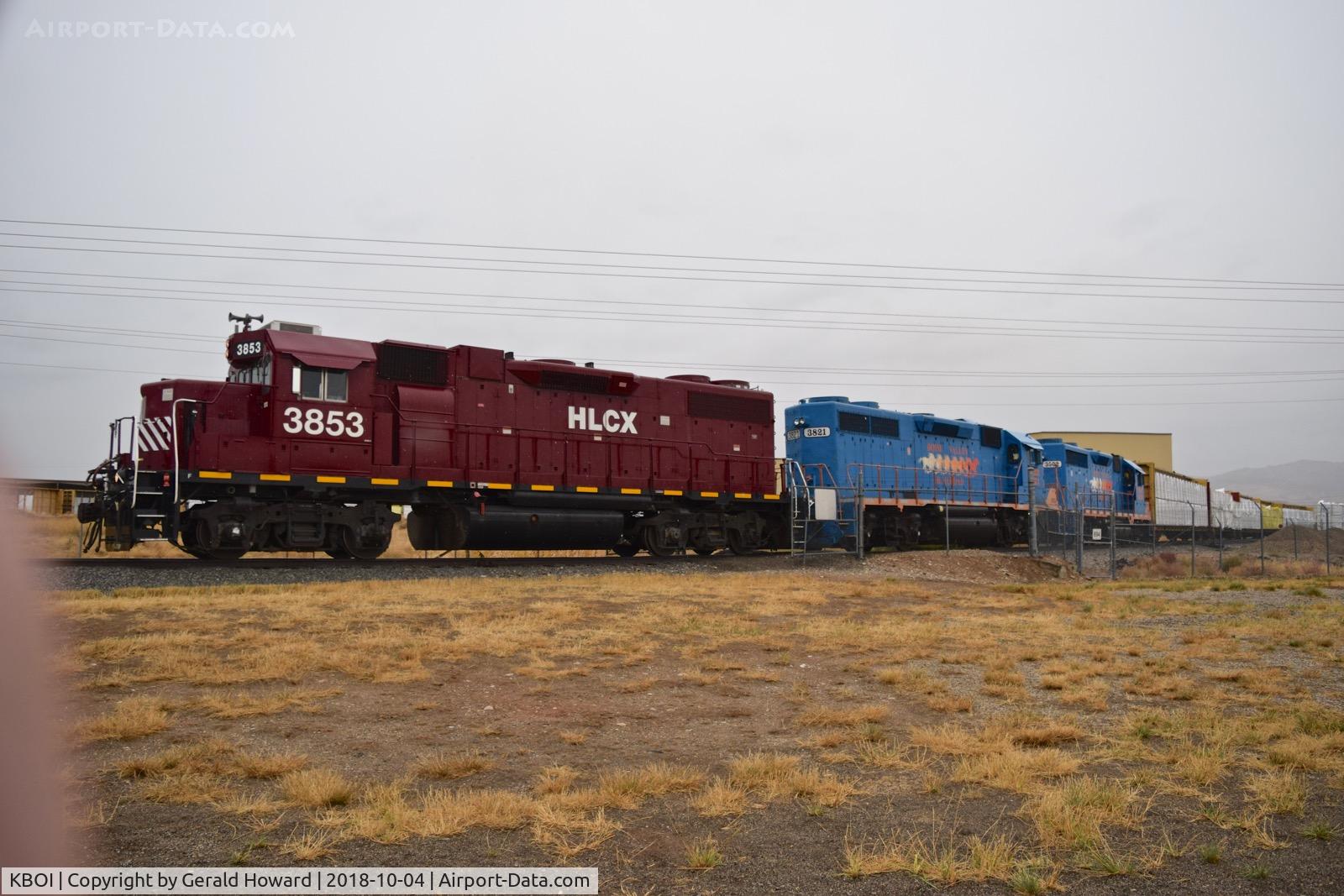 Boise Air Terminal/gowen Fld Airport (BOI) - The train comes on the airport again, but using three engines this time. Heavy stuff.
